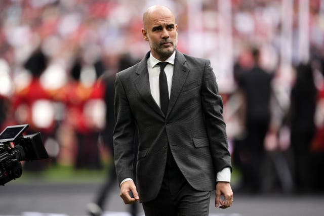 <p>Pep Guardiola has a year remaining on his Man City contract </p>