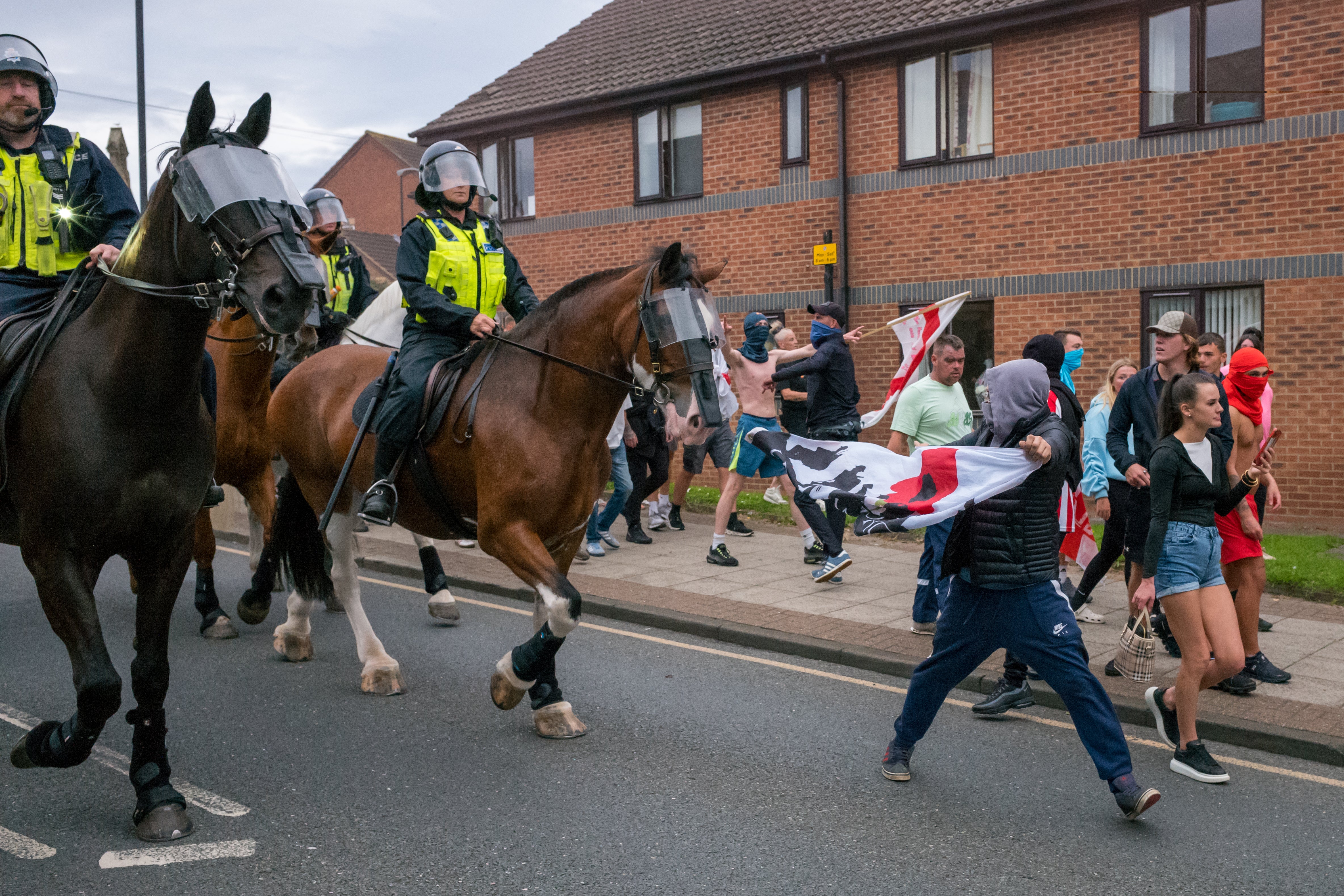 Far-right activists clashed with police in Sunderland on Friday