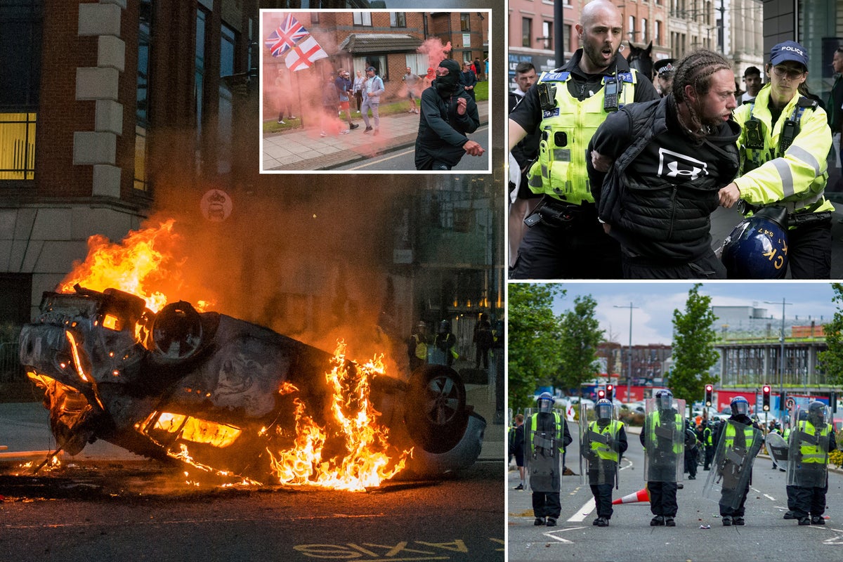 Far-right rioters loot shops and set fire to library and food bank in shameless day of disorder
