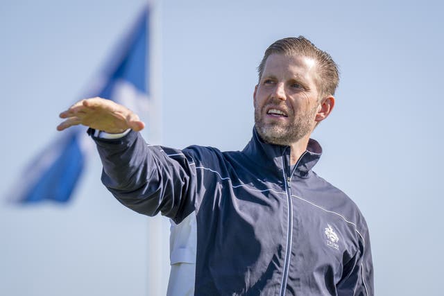 Eric Trump during a visit to the Trump International resort in Aberdeenshire (Jane Barlow/PA)