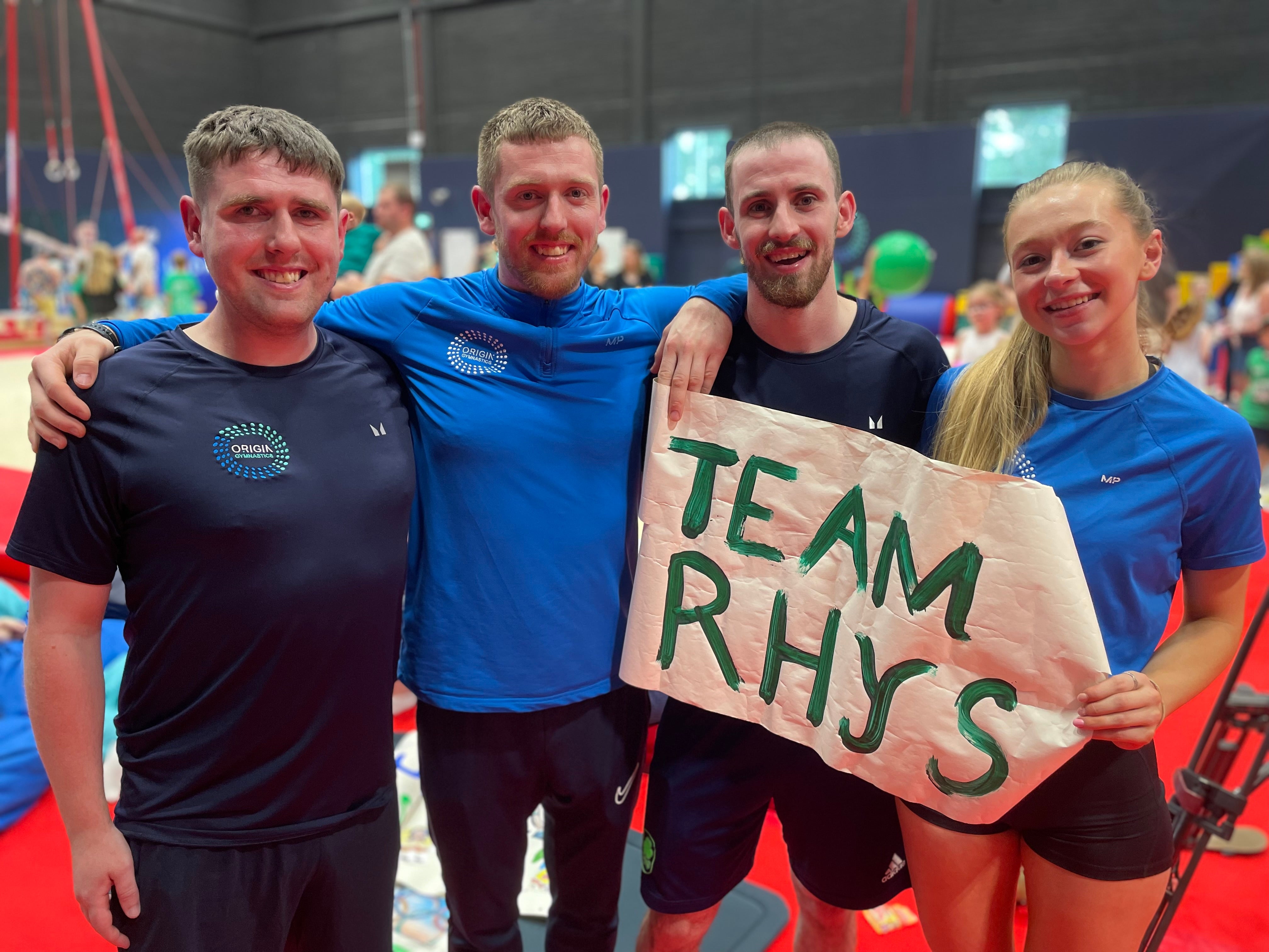 Staff at Origin Gymnastics in Newtownards, left to right Scott Warnock, Matthew O’Connor, Conor McGovern and Sarah McKeegan. (Rebecca Black/PA)