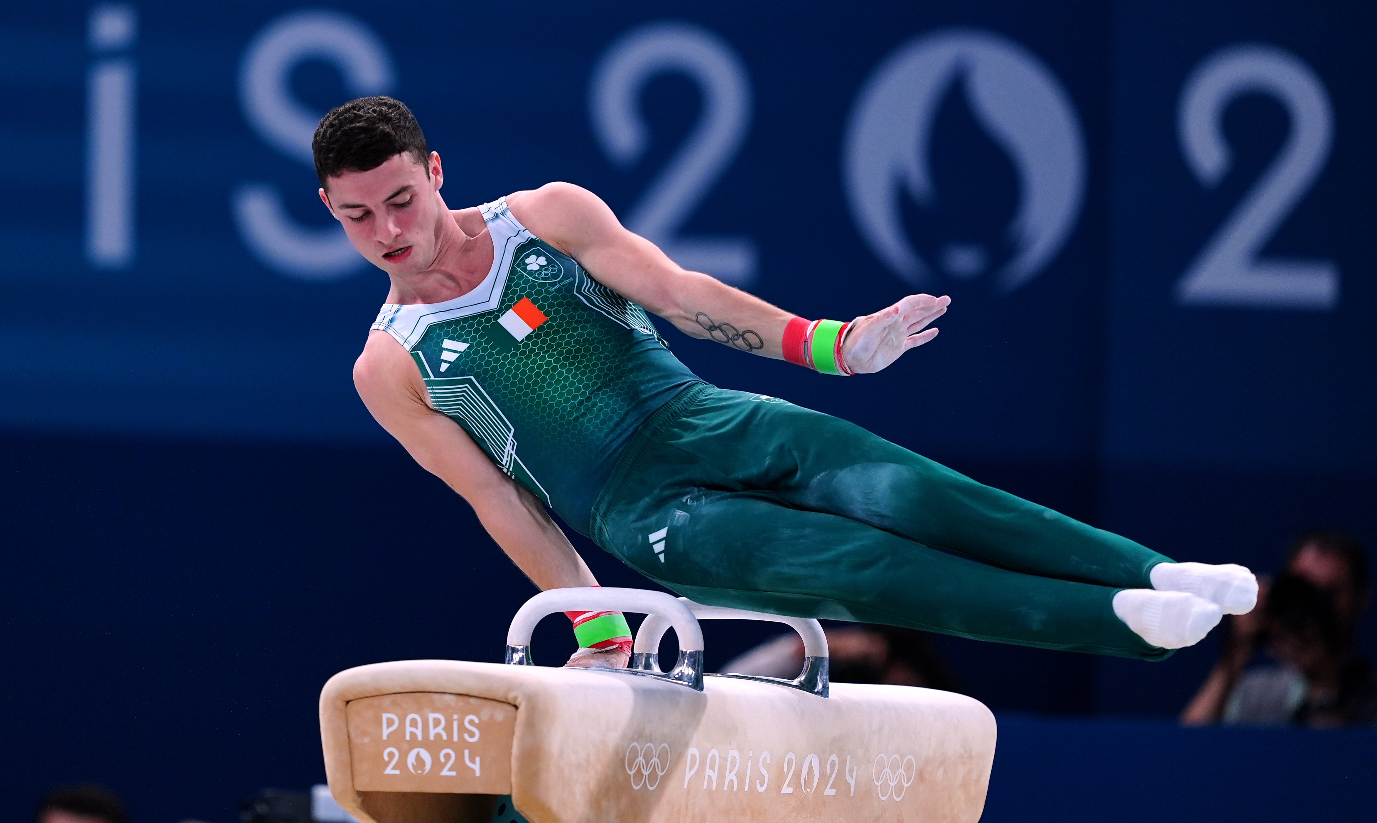 Ireland’s Rhys McClenaghan competes in the men’s pommel horse final during the artistic gymnastics at the Bercy Arena at the 2024 Paris Olympic Games in France (Peter Byrne/PA)