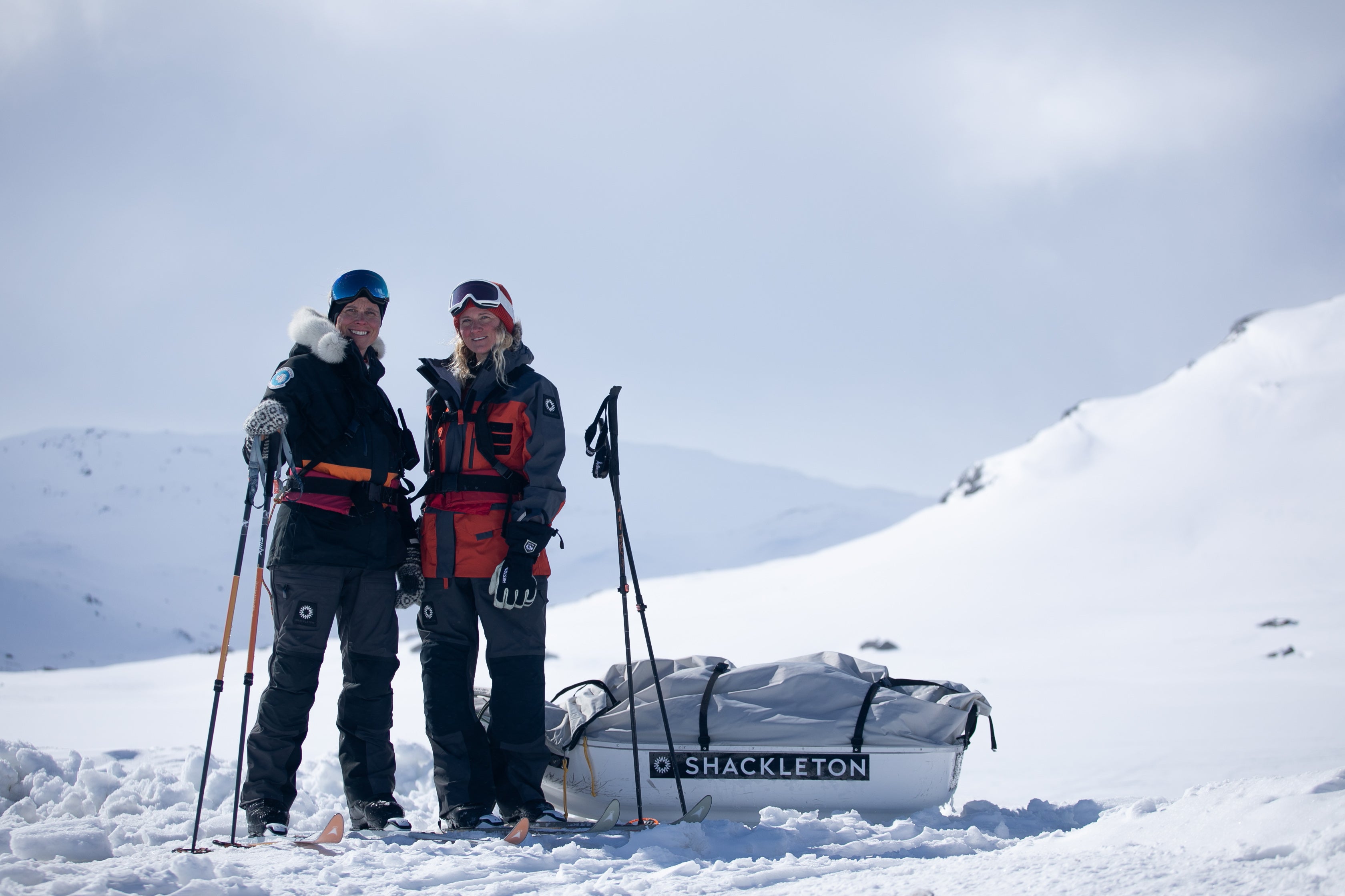 Wendy Searle and Annabel Grossman at the end of their expedition in Finse, Norway