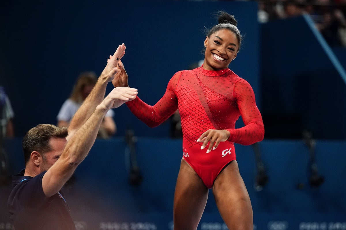 Simone Biles ‘ecstatic’ after victory in vault completes Paris gold hat-trick