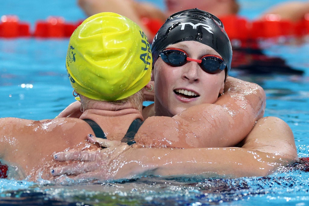 Katie Ledecky joins Michael Phelps as the only swimmers to win the same event at the Olympics four times in a row