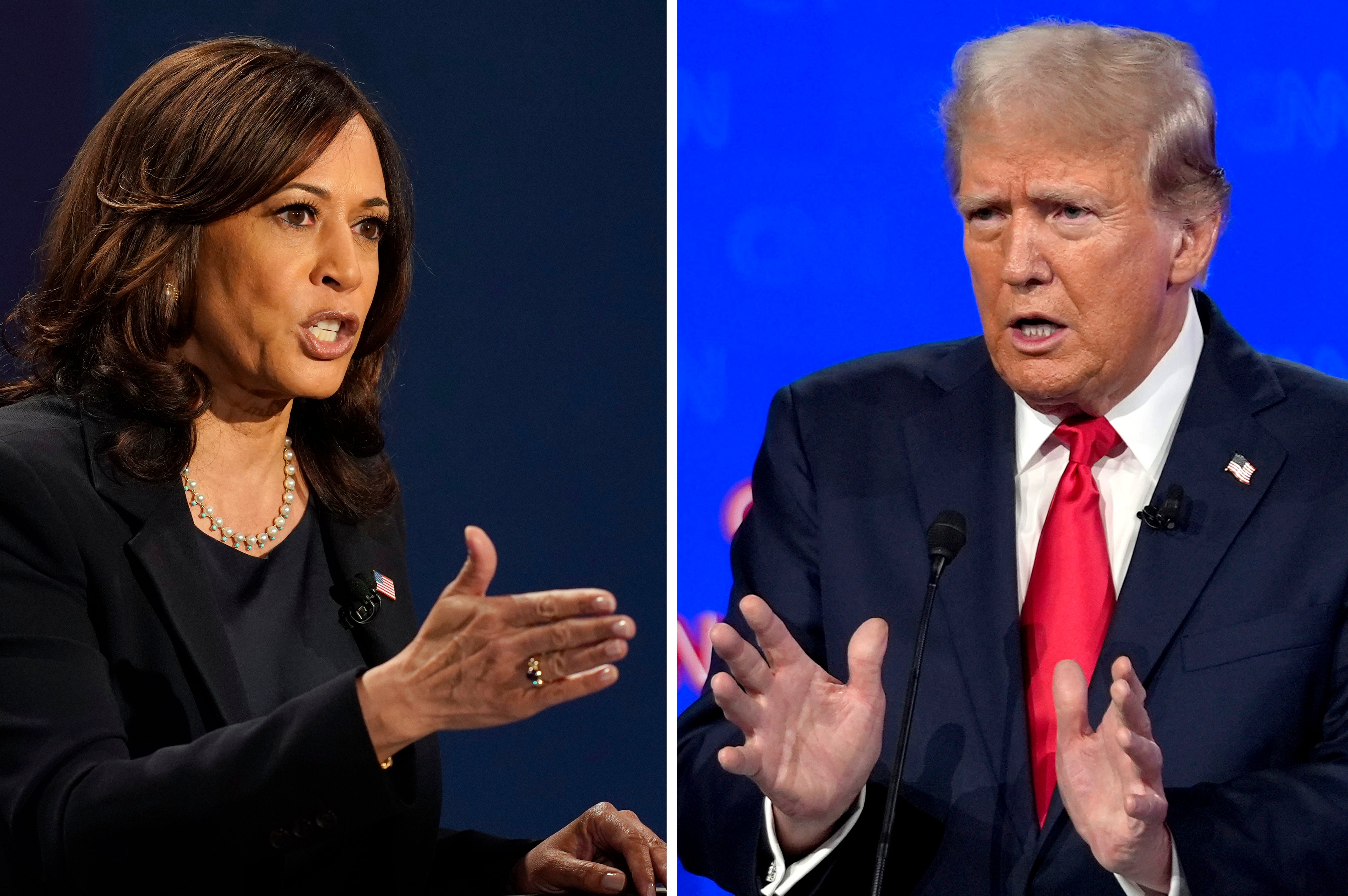 Donald Trump and Kamala Harris remain closely placed in the polls but the Democrat appears to be pulling ahead for the first time