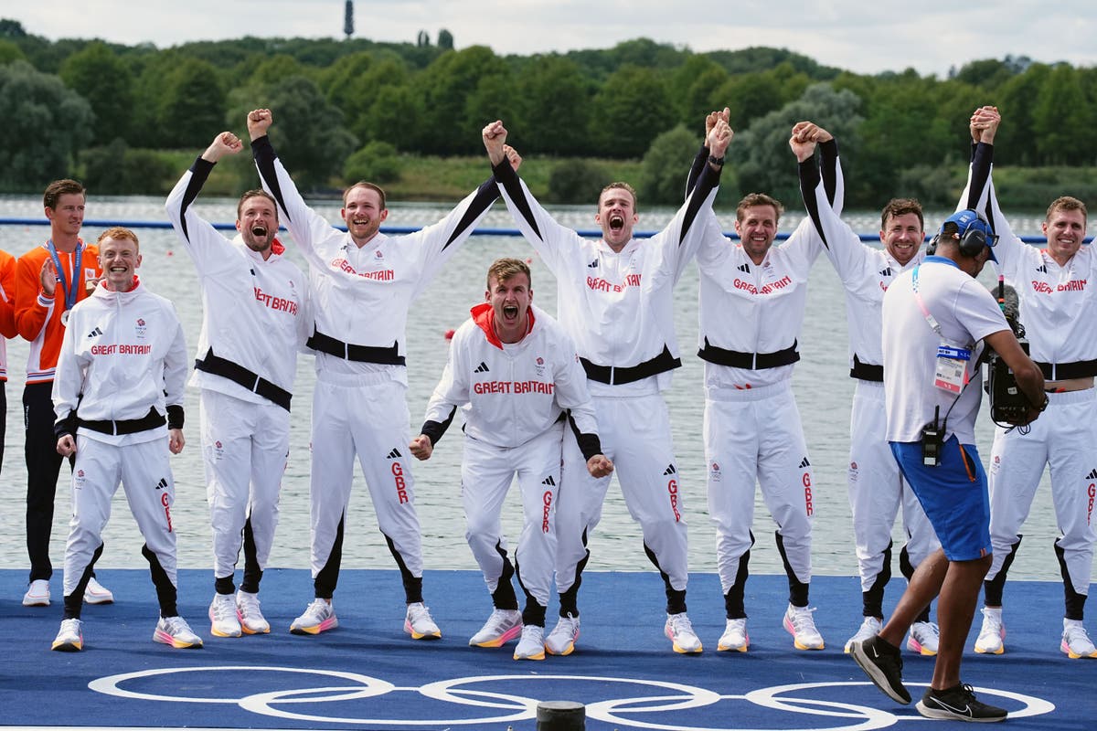 Rowing men’s eight lead the way with gold as GB win six medals on day eight