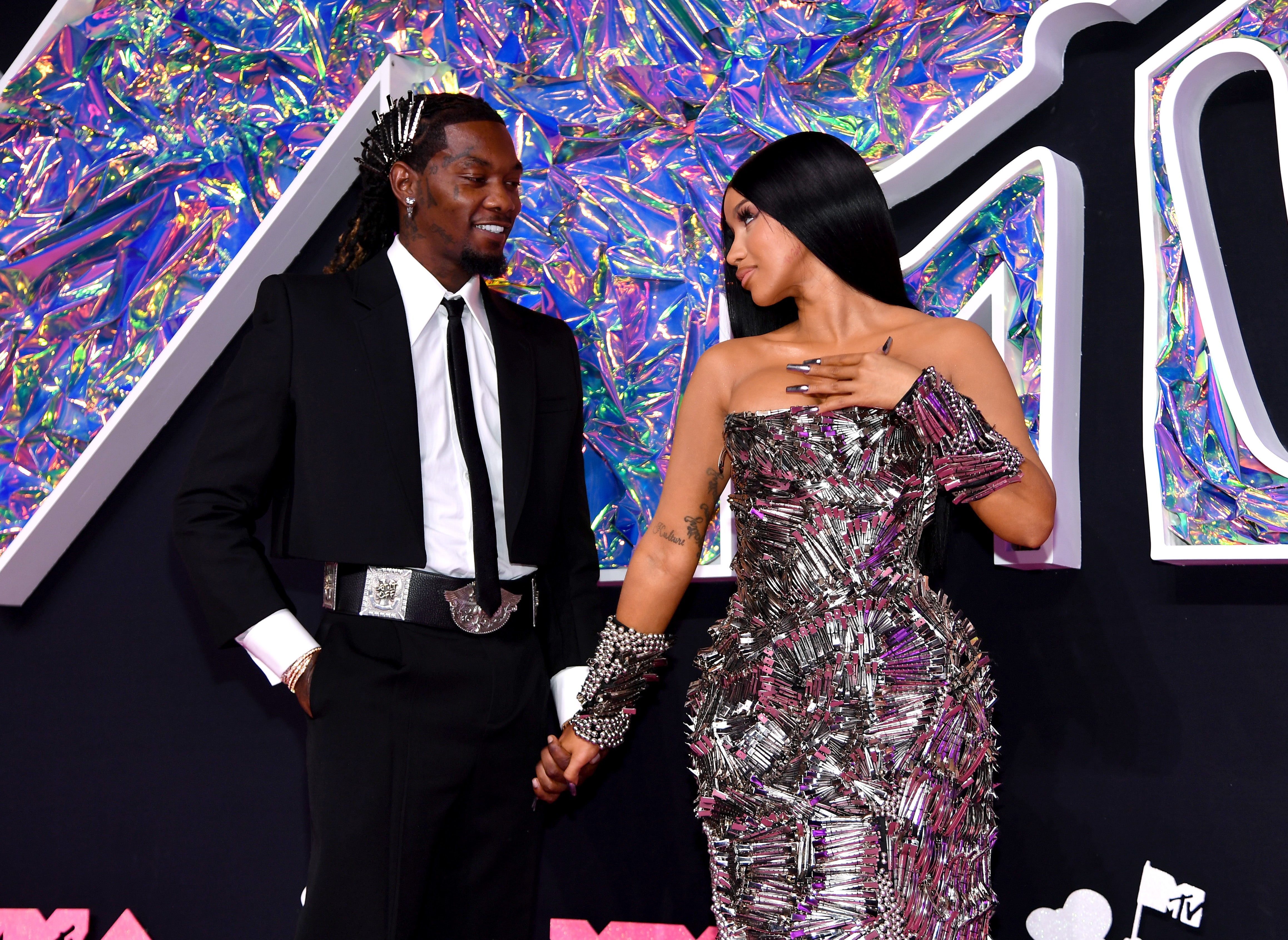 Cardi B and Offset at the 2023 MTV Awards. She filed for divorce on August 1