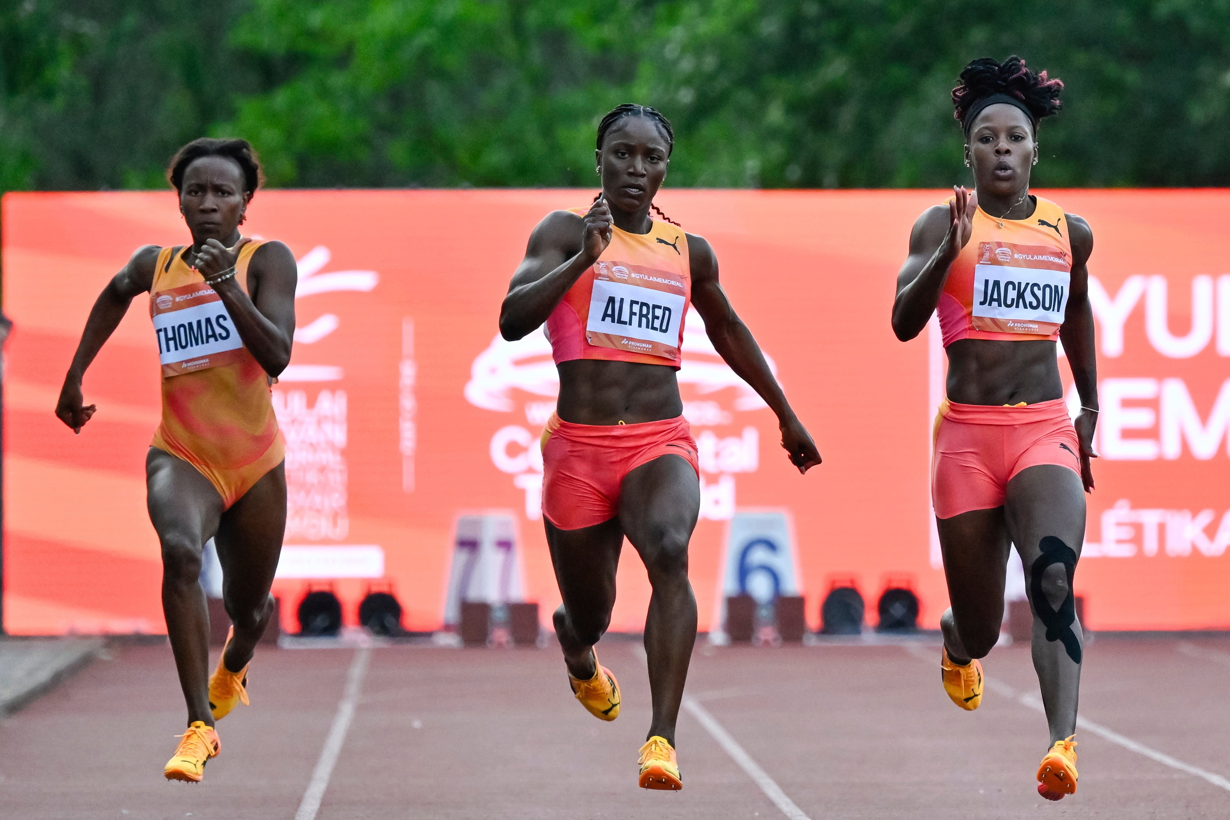 Shericka Jackson in action at the Hungarian Grand Prix last month