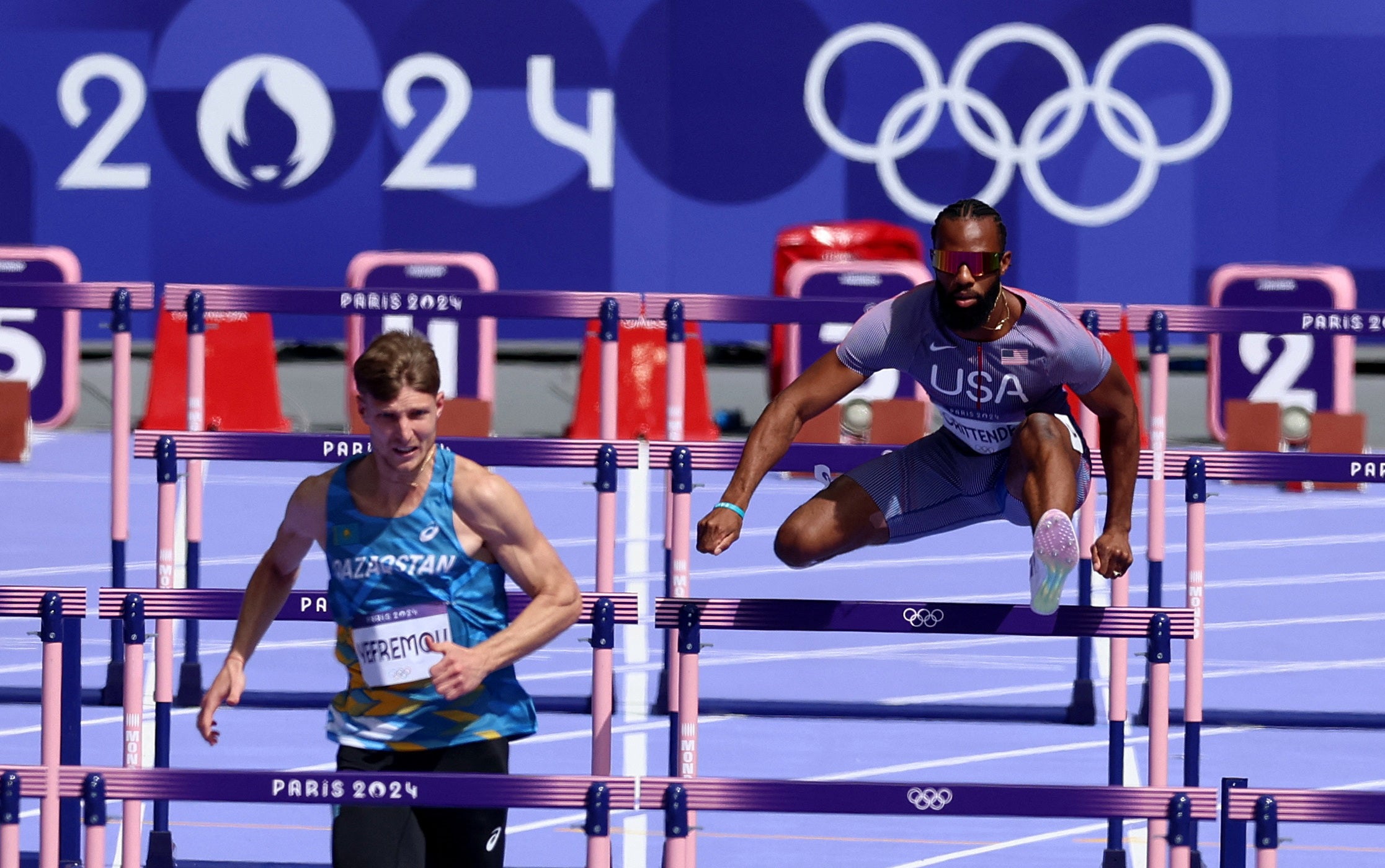 Freddie Crittenden of Team United States during the Men’s 110m Hurdles Round 1