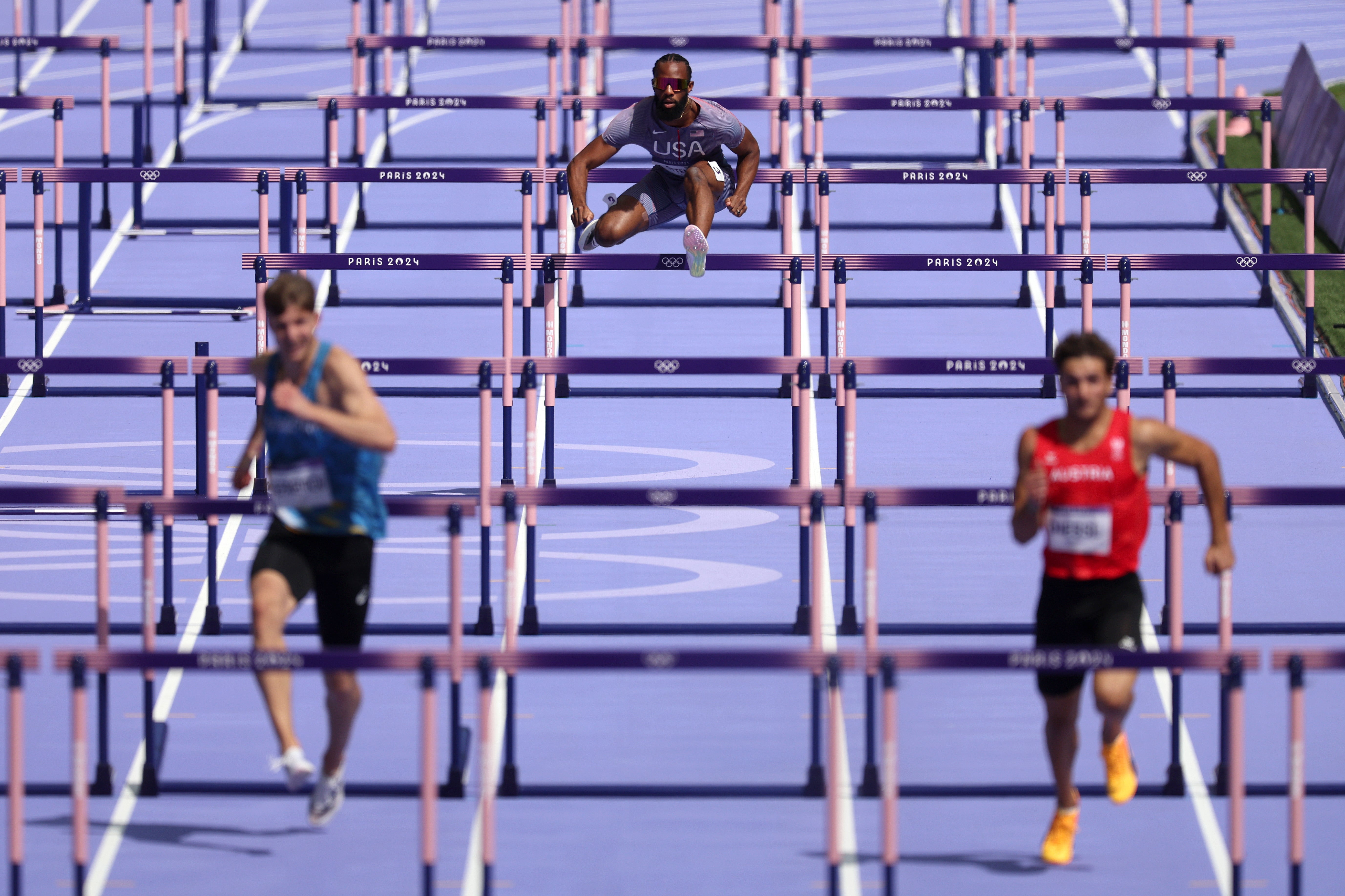 Freddie Crittenden of Team United States during the Men’s 110m Hurdles Round 1