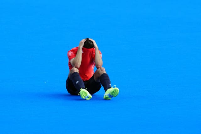 Great Britain’s Lee Morton shows his dejection at the end of the game (Peter Byrne/PA)