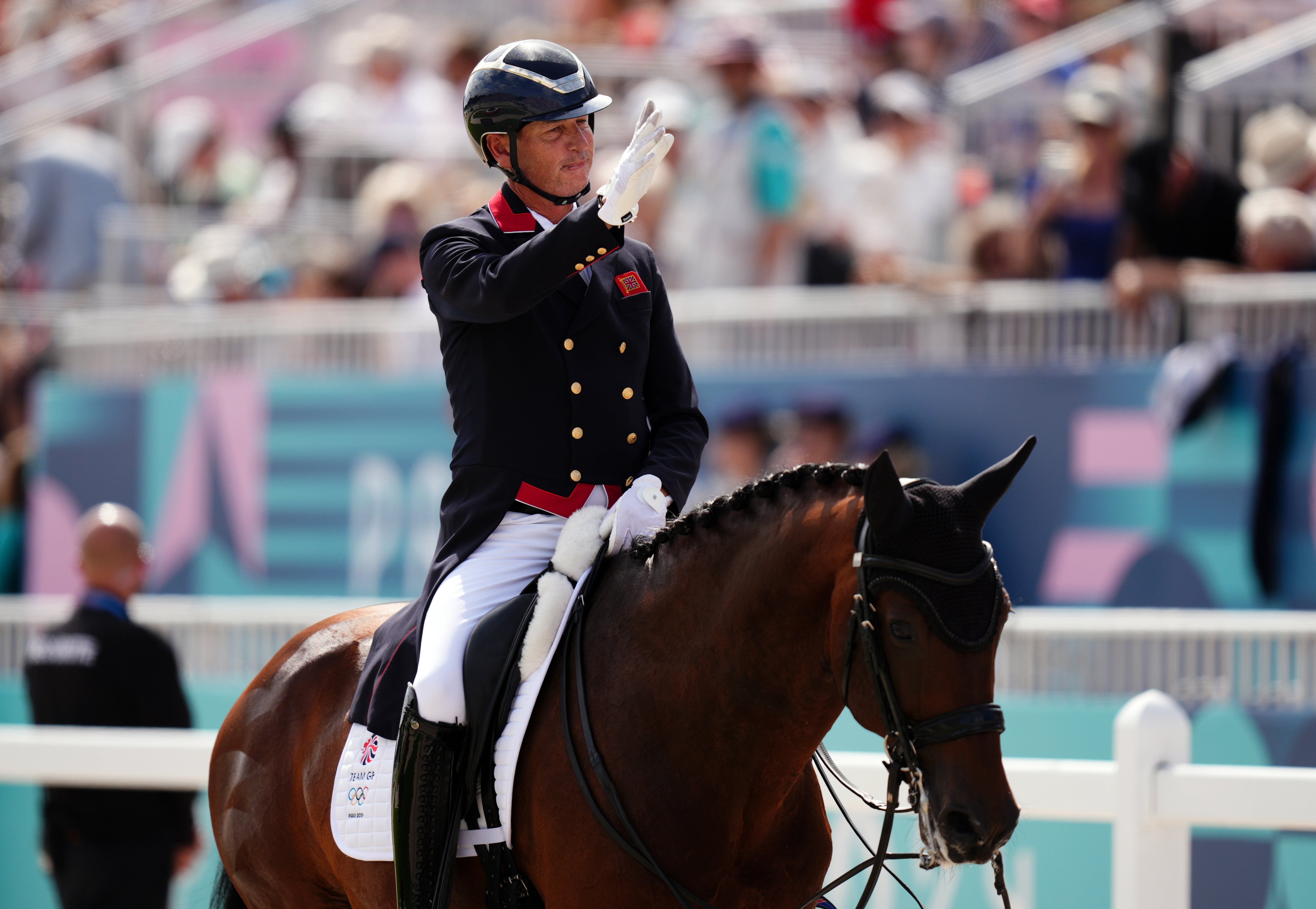 Great Britain’s Carl Hester aboard Fame during the Dressage Individual Grand Prix Freestyle (John Walton/PA).