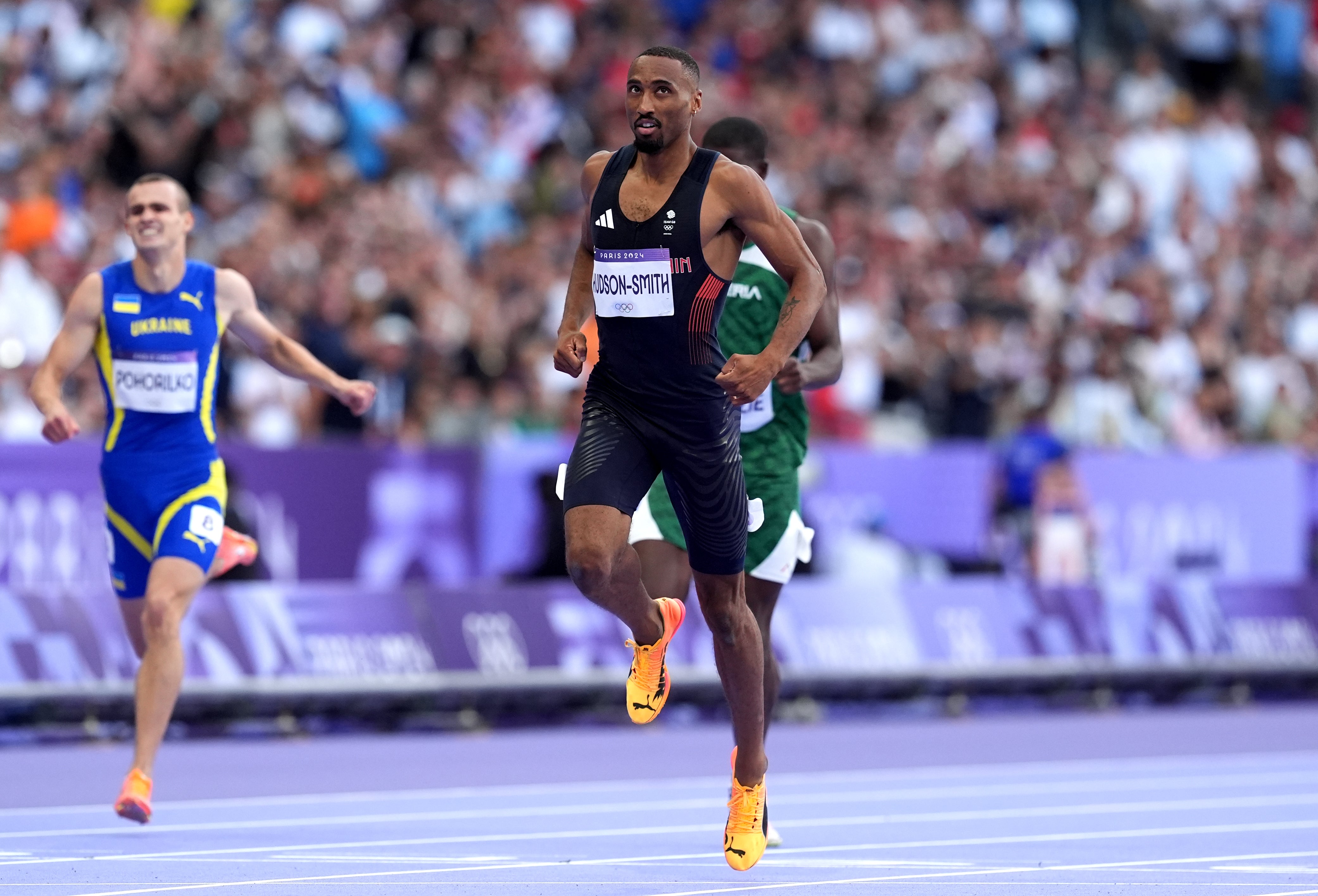 Great Britain’s Matthew Hudson-Smith in his men’s 400m heat (Martin Rickett/PA).