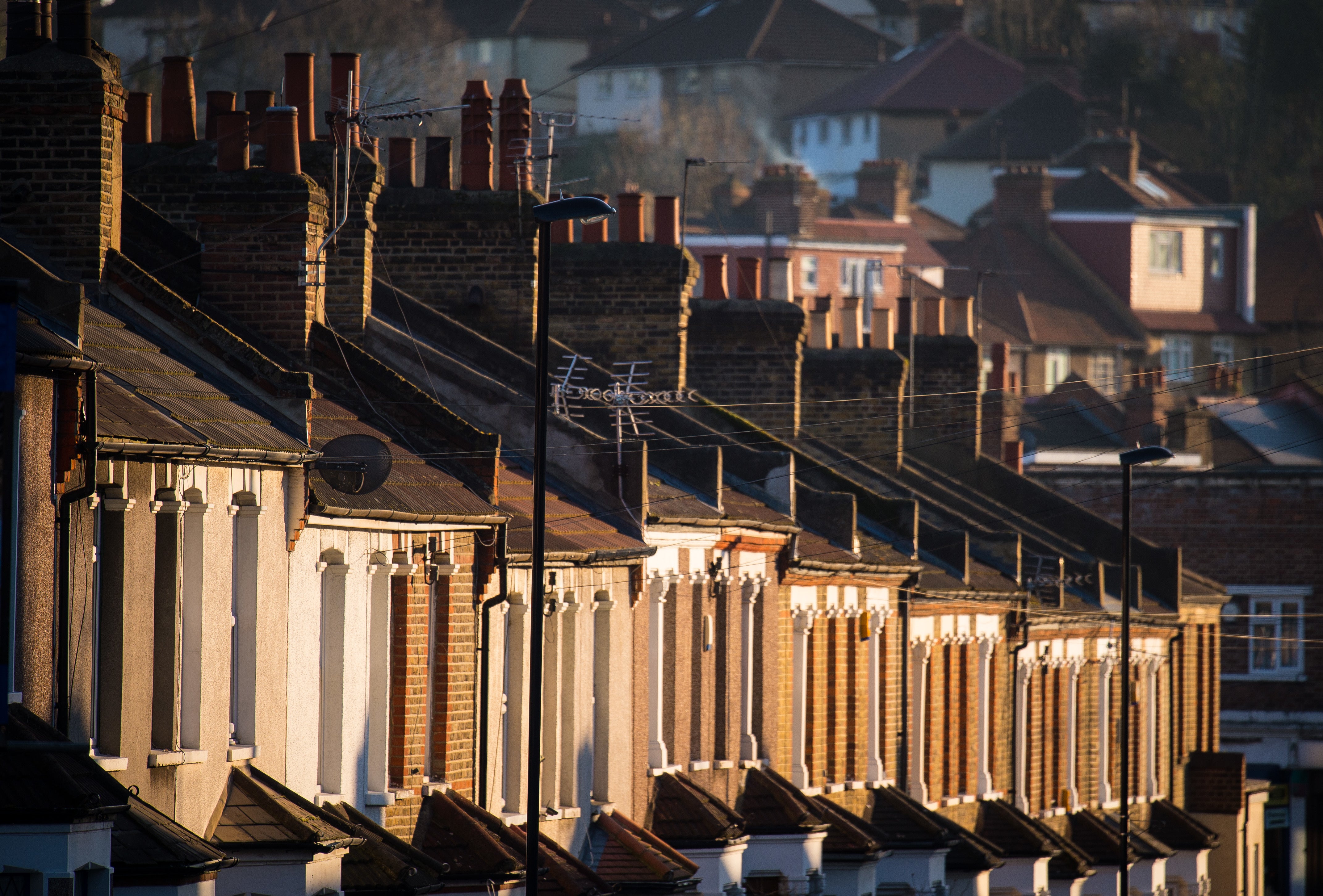 Terraced residential houses in south east London (Dominic Lipinski/PA)