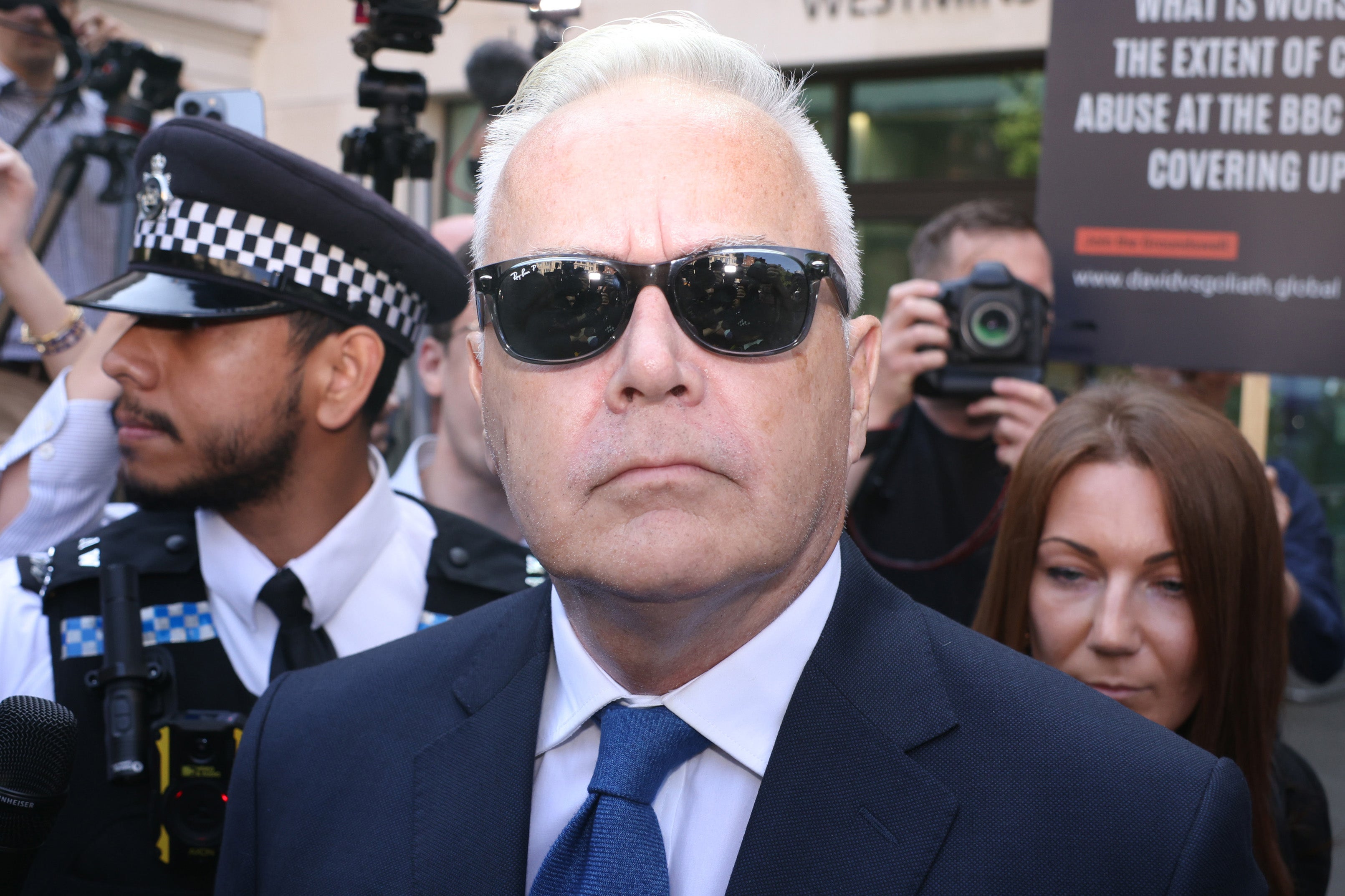 Huw Edwards leaves Westminster Magistrates’ Court on 31 July 2024 in London