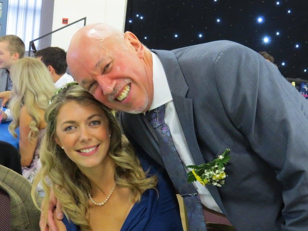 Charlotte and her dad Phillip at Sarah’s wedding