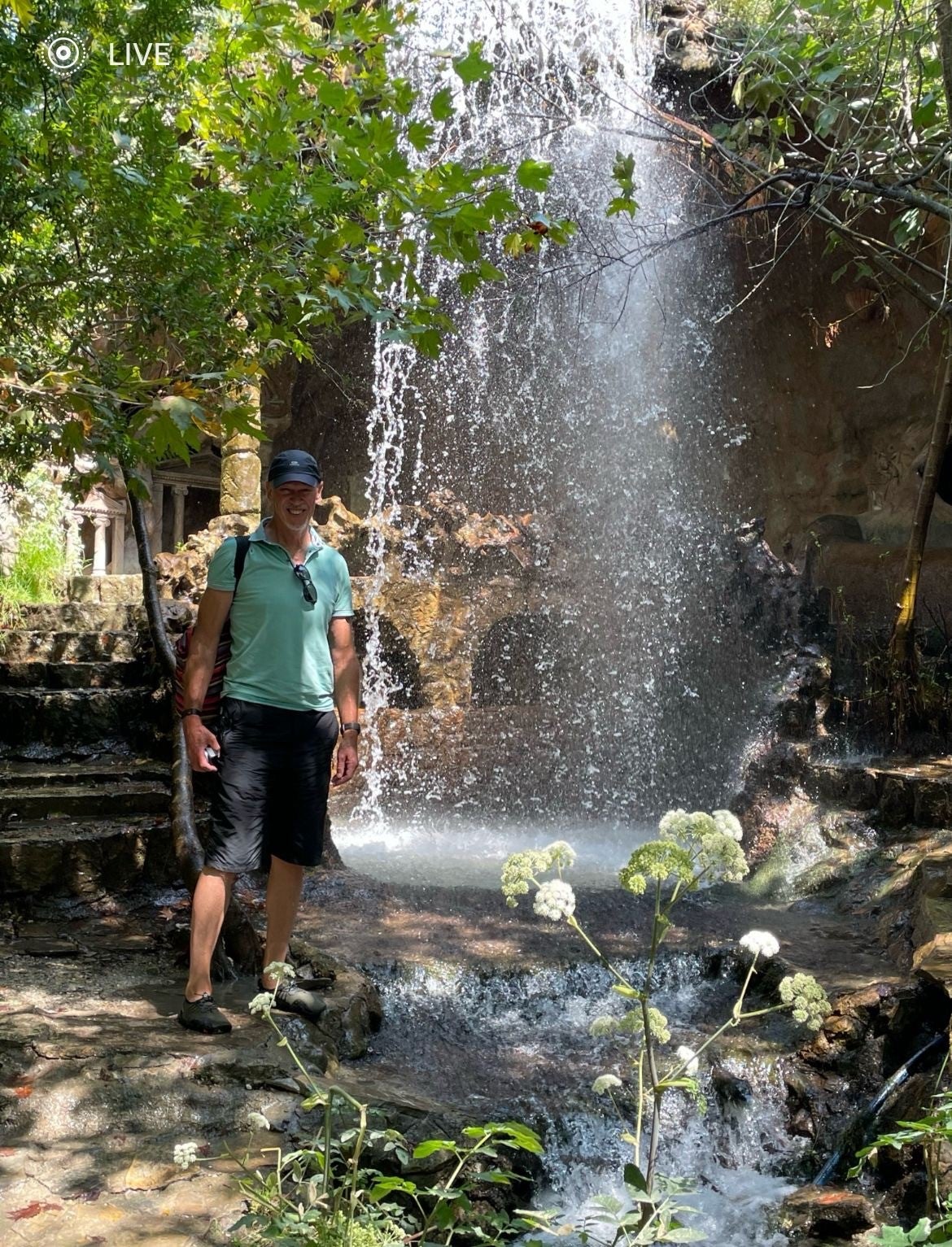 Phillip at the waterfall near the YakaPark Fish Farm