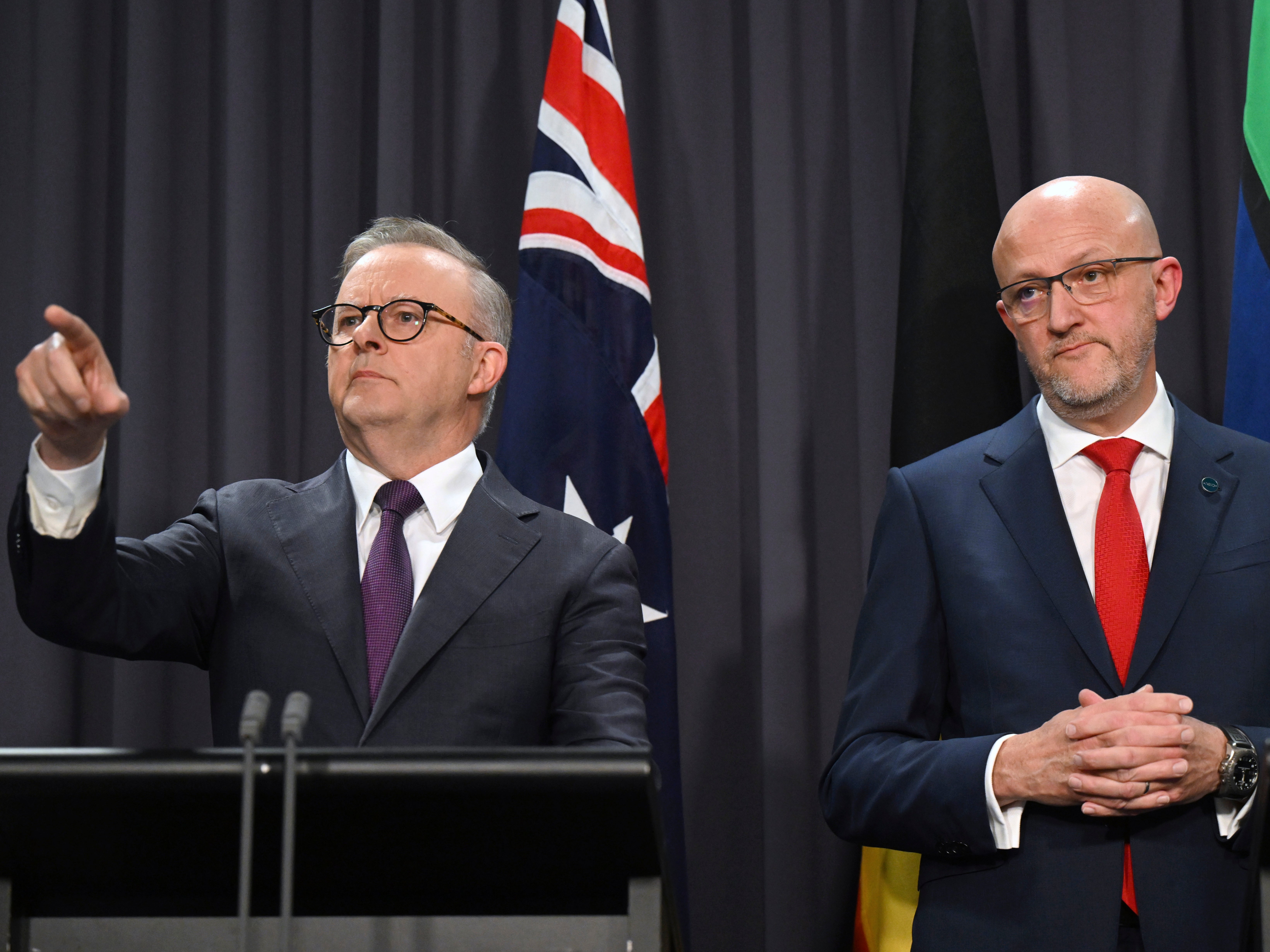 File: Australian prime minister Anthony Albanese and ASIO chief Mike Burgess at a press conference on Monday 5 August