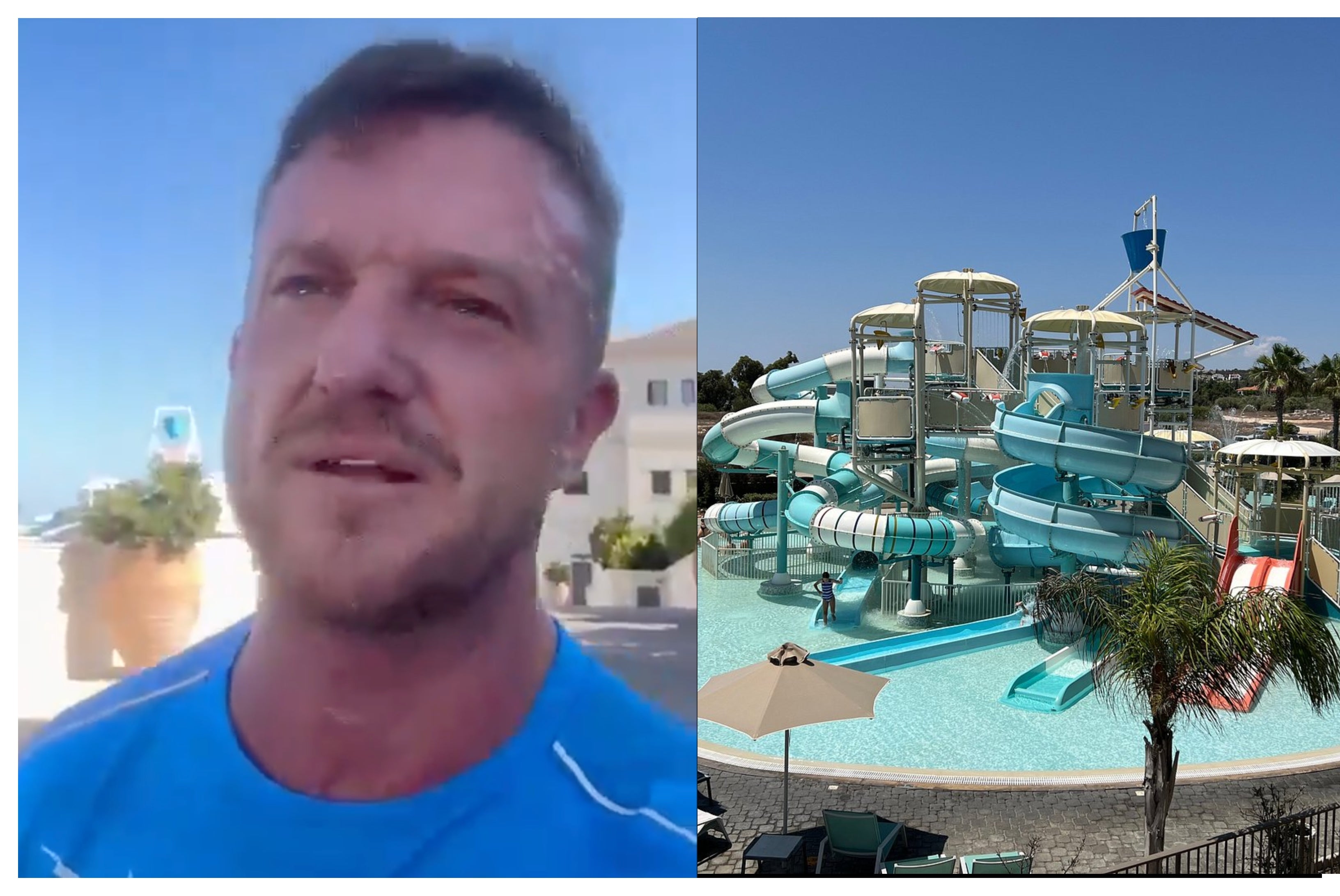 Tommy Robinson revealed a waterpark in the background of a selfie video