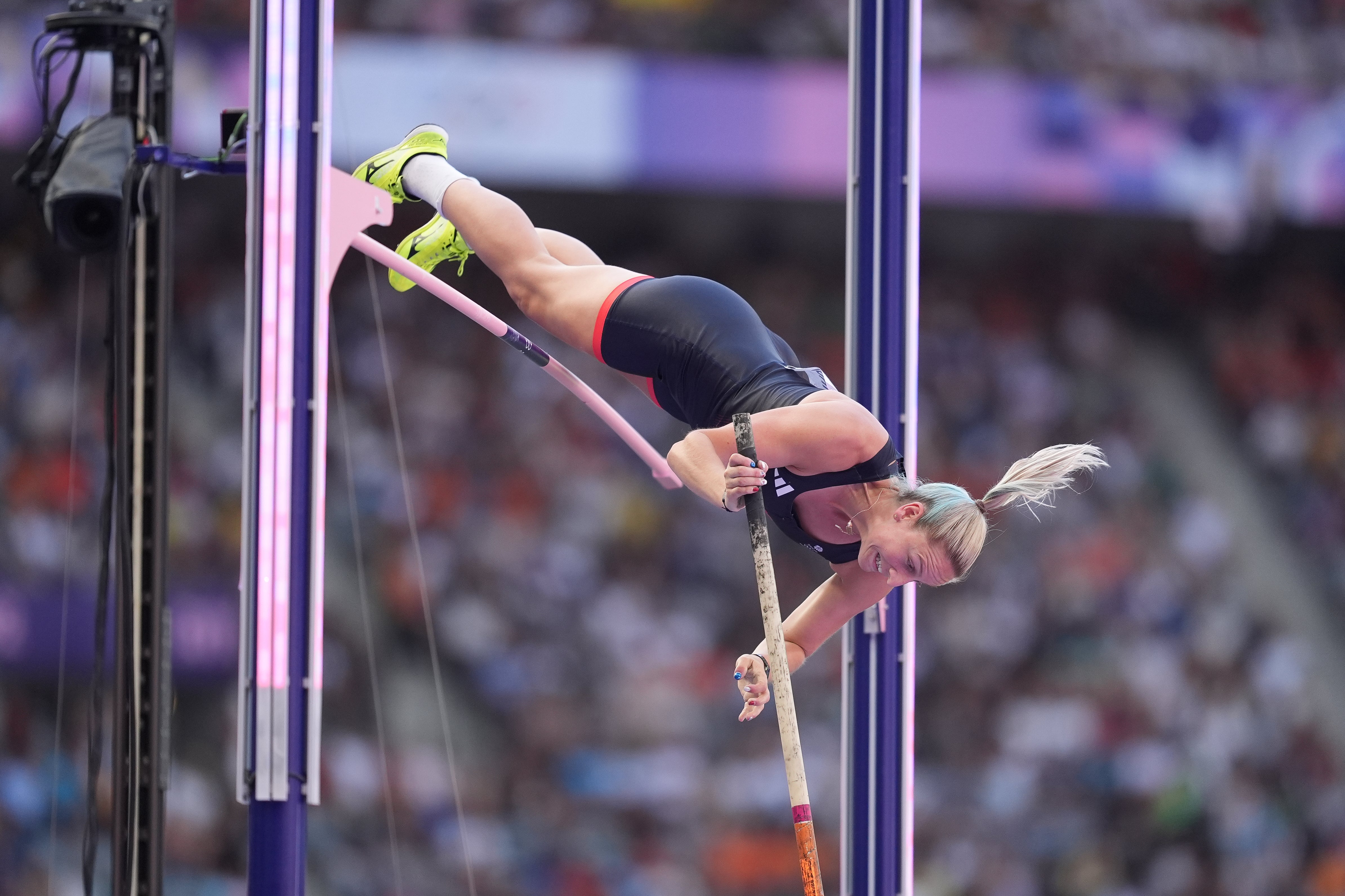 Great Britain’s Holly Bradshaw competes in the women’s pole vault at Stade de France (Martin Rickett/PA).