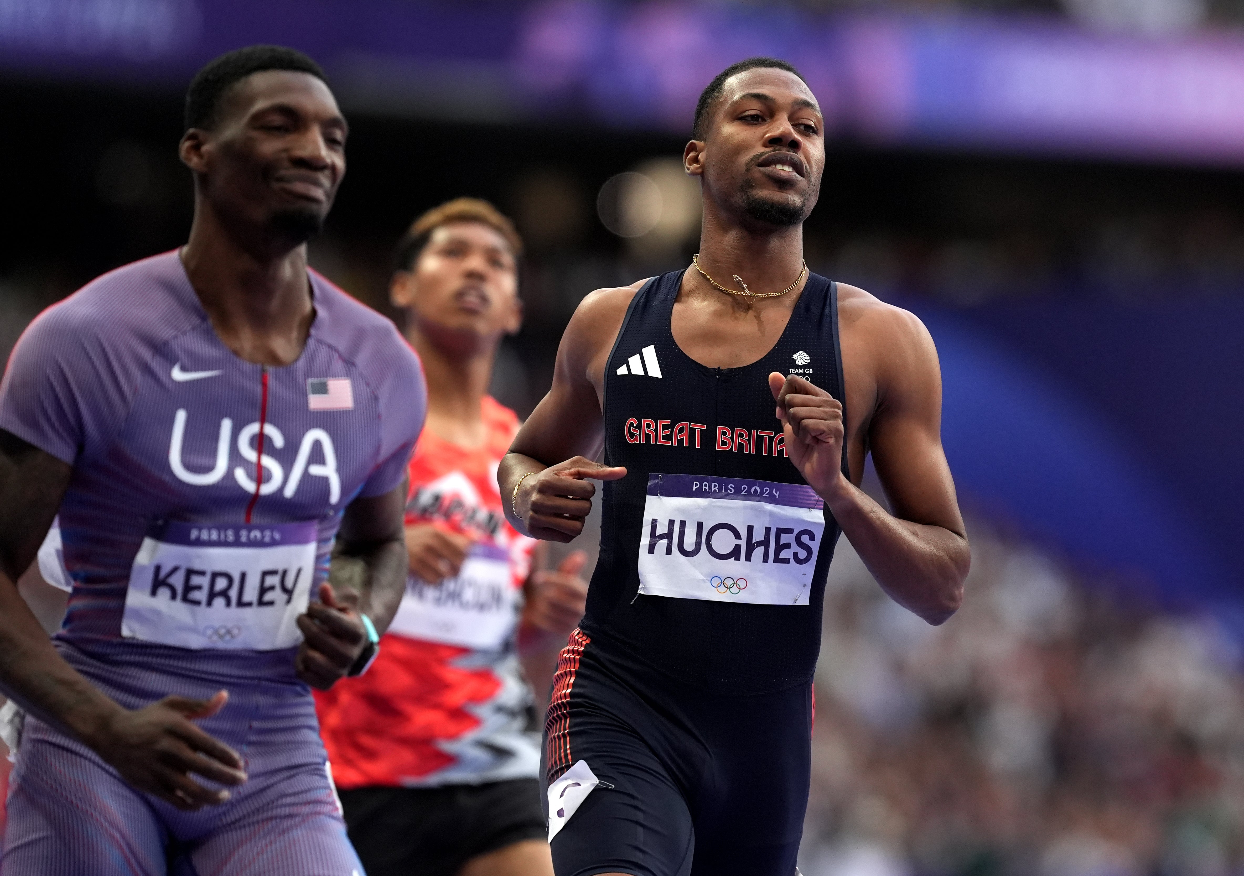 Great Britain’s Zharnel Hughes following his men’s 100 metres semi-final at Stade de France (Martin Rickett/PA).