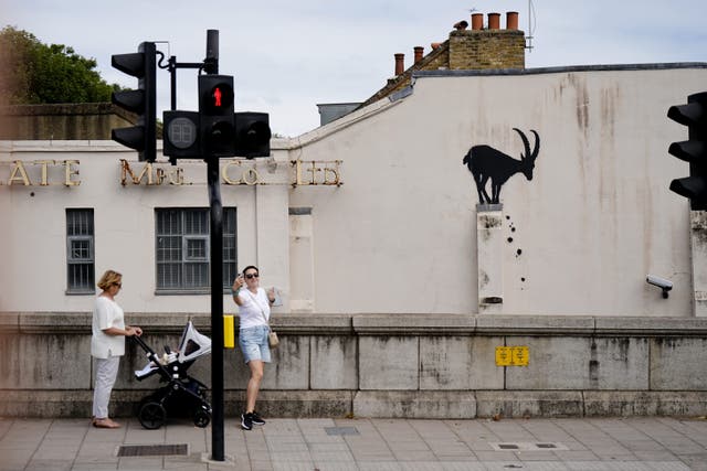 Banksy has revealed a new artwork featuring the silhouette of a goat (Aaron Chown/PA)