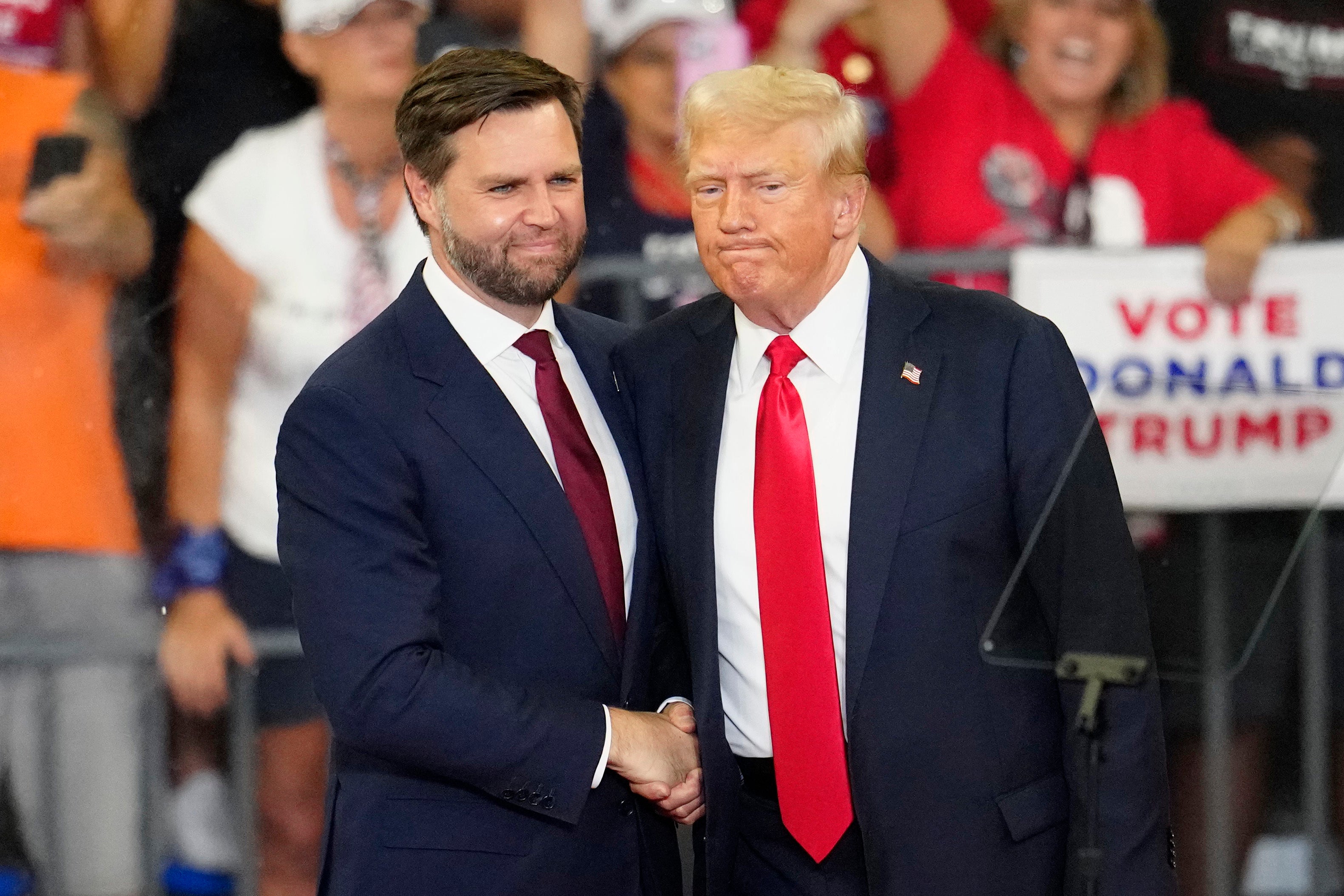 Vance and Trump at a campaign rally at Georgia State University in Atlanta last month