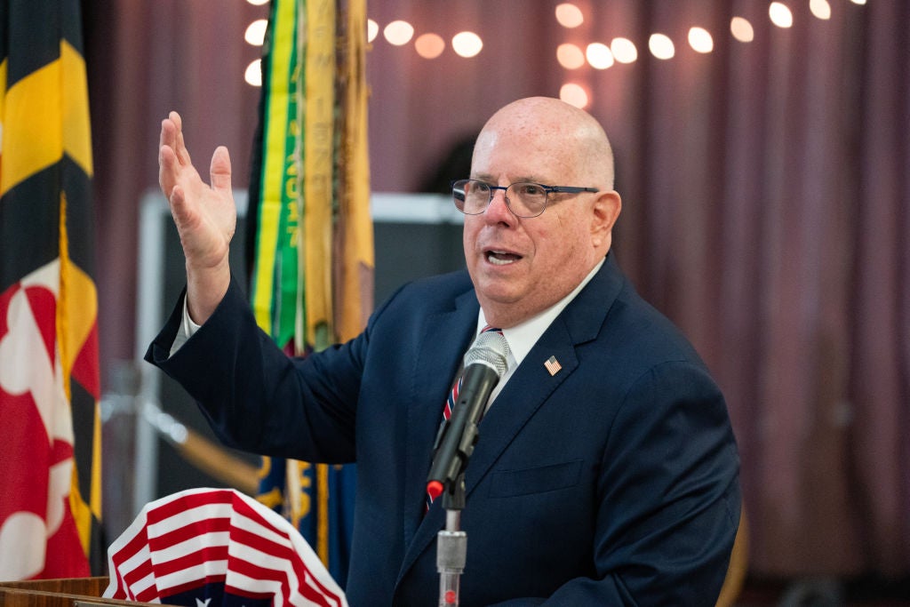 Maryland US Senate candidate Larry Hogan, the state’s former governor, has carved out a reputation as one of Donald Trump’s loudest critics in the GOP