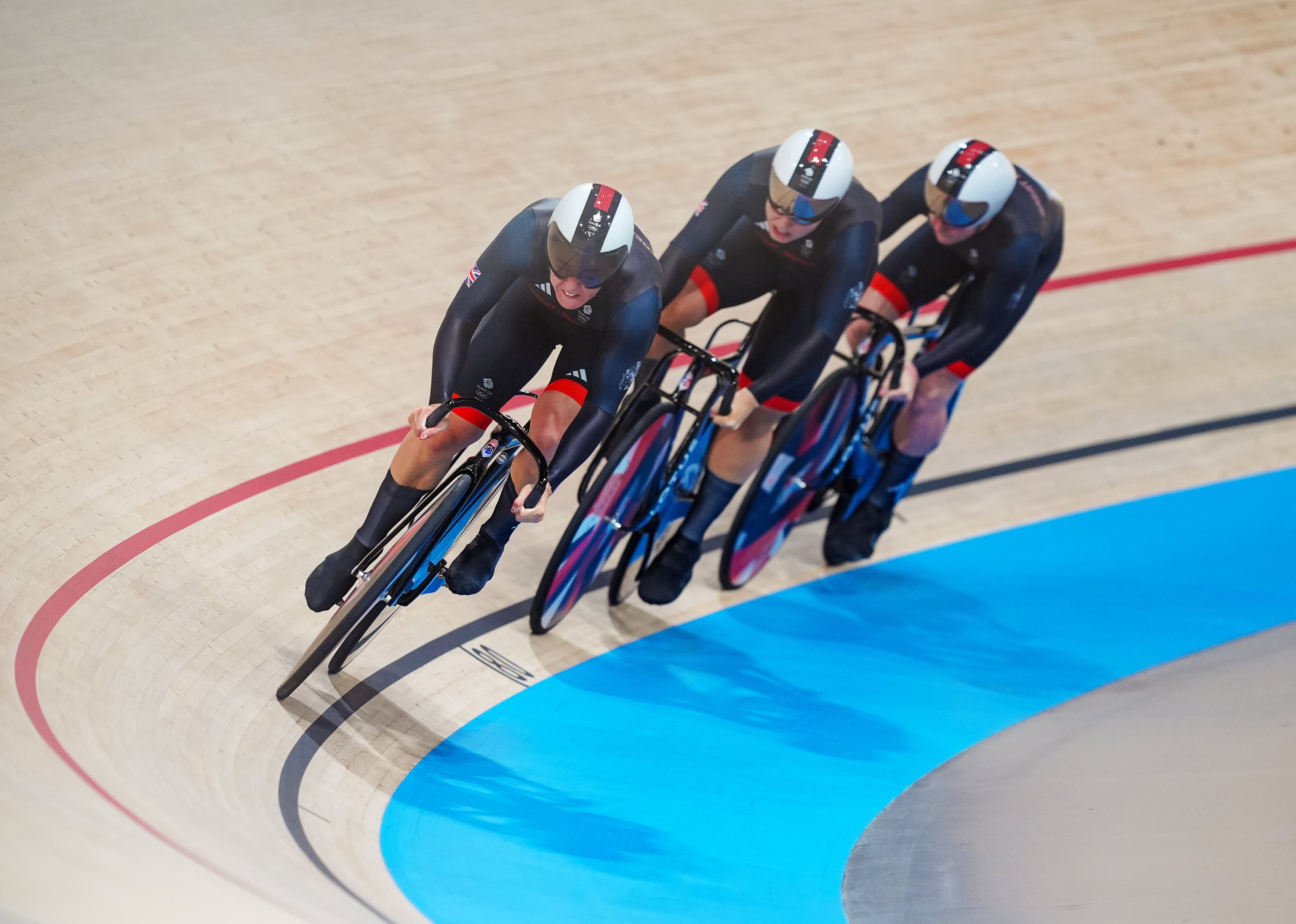 Katy Marchant, Sophie Capewell and Emma Finucane will be aiming for a medal in the women’s team sprint (David Davies/PA)