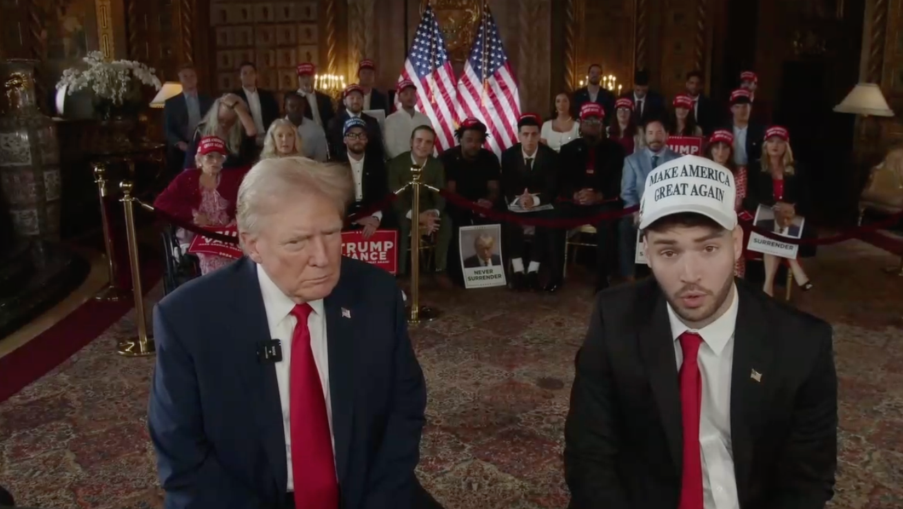 Donald Trump appears on popular livestreamer Adin Ross’s Kick stream on August 5.