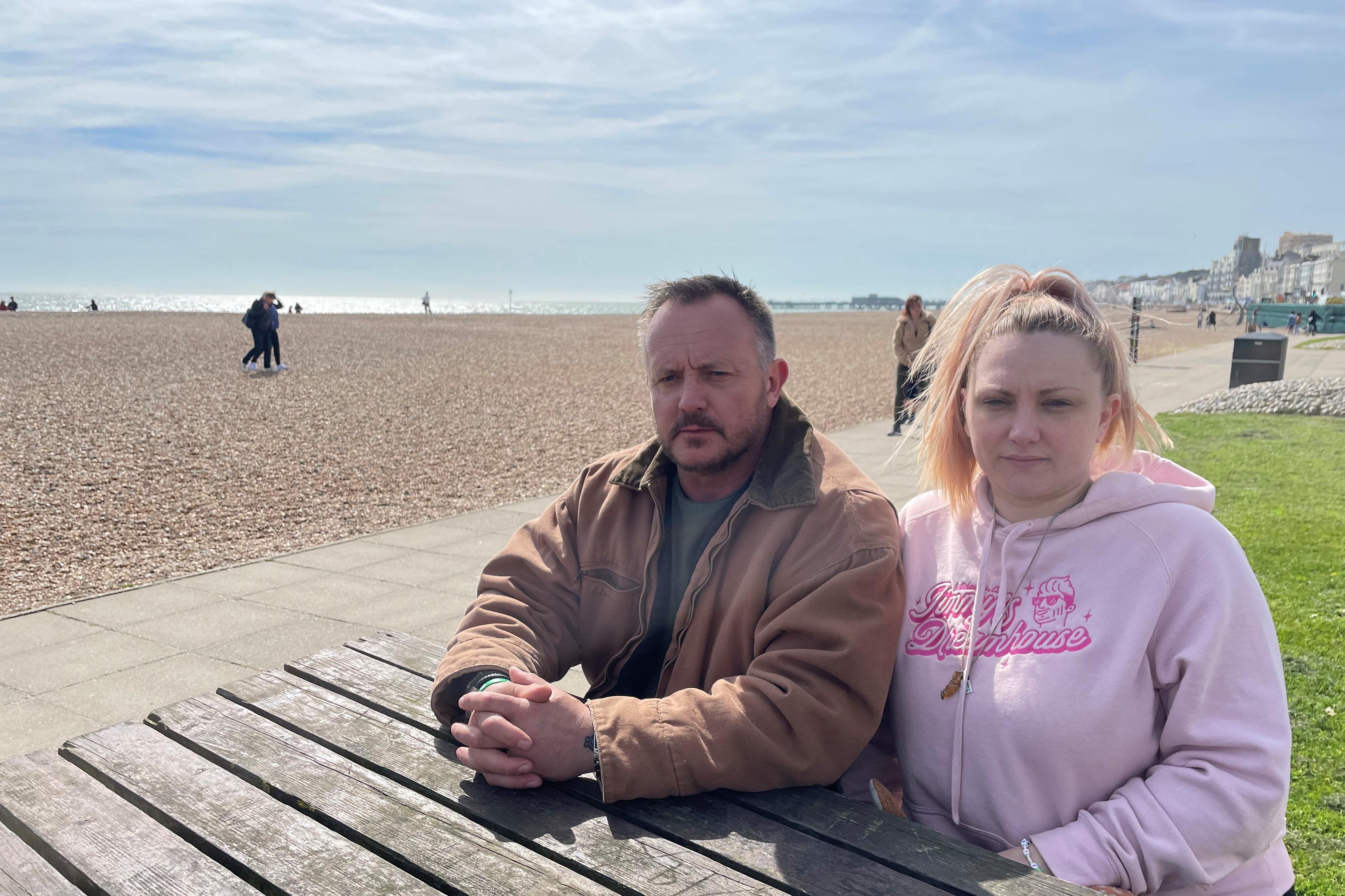 Jason Pulman’s mother, Emily Pulman, and his stepfather, Mark Pulman (Anahita Hossein-Pour/PA)