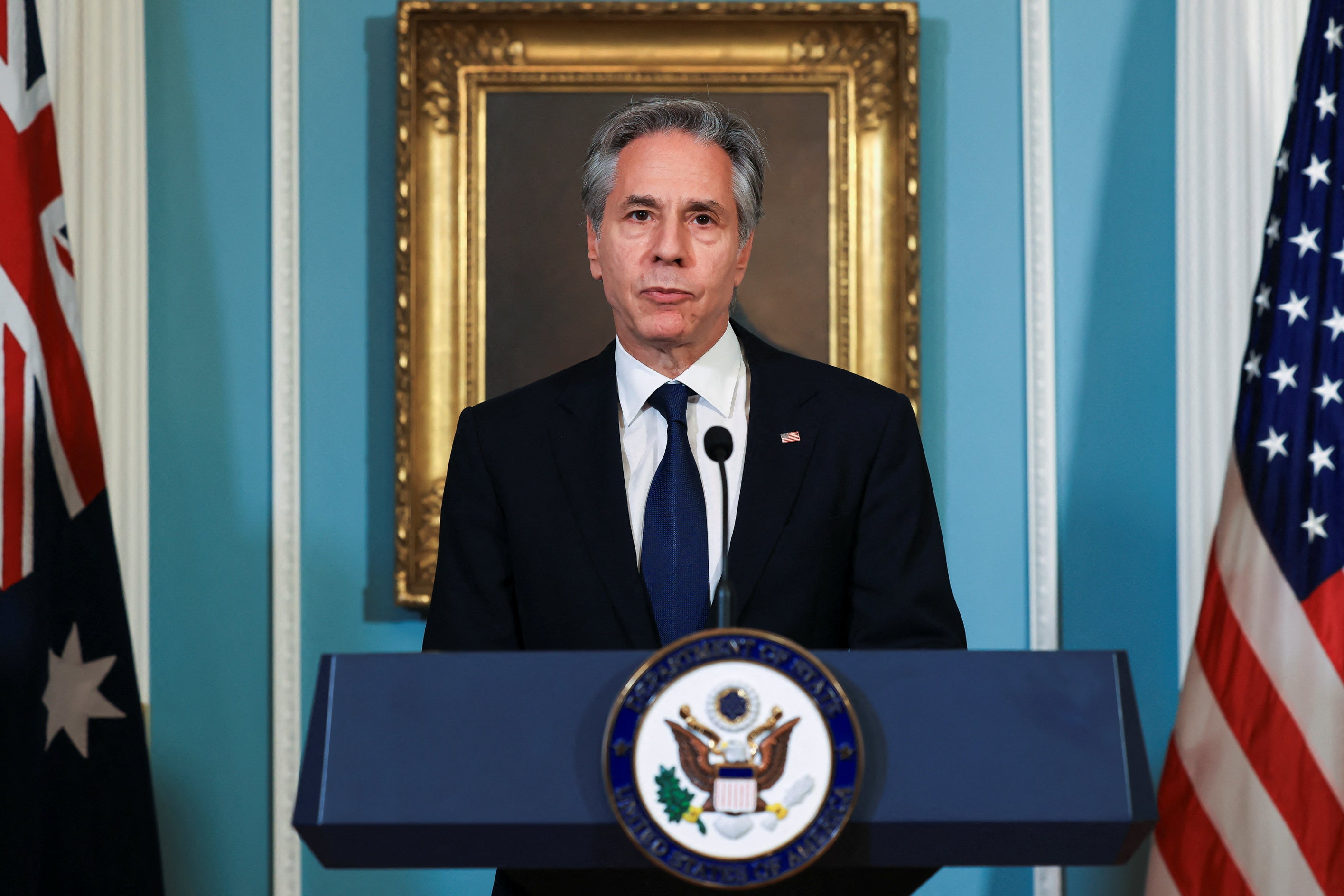 Secretary of State Antony Blinken speaks during the 2024 Australia-US Ministerial Consultations on Monday