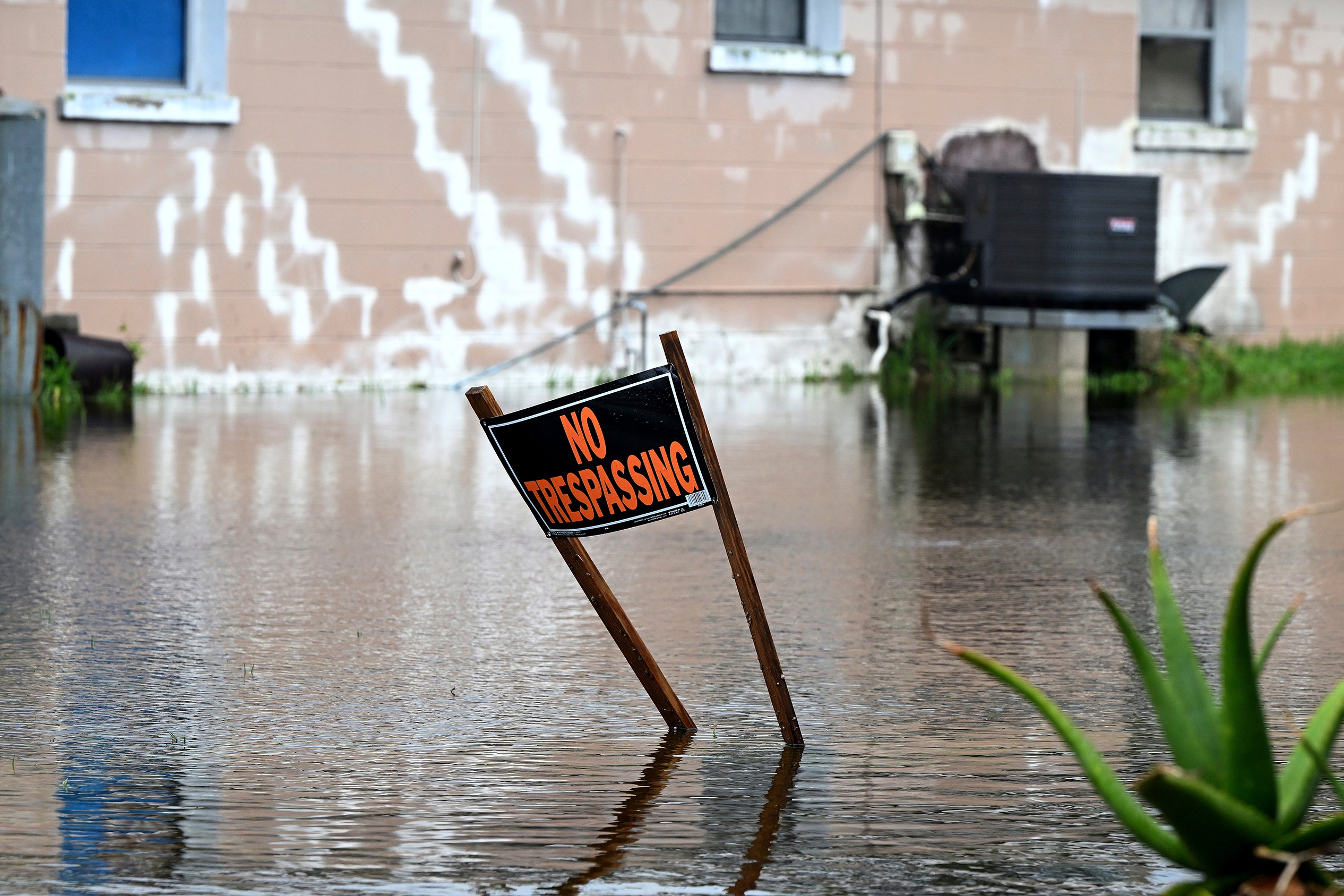 A home in Rubonia, Florida, is surrounded by floodwater after Tropical Storm Debby