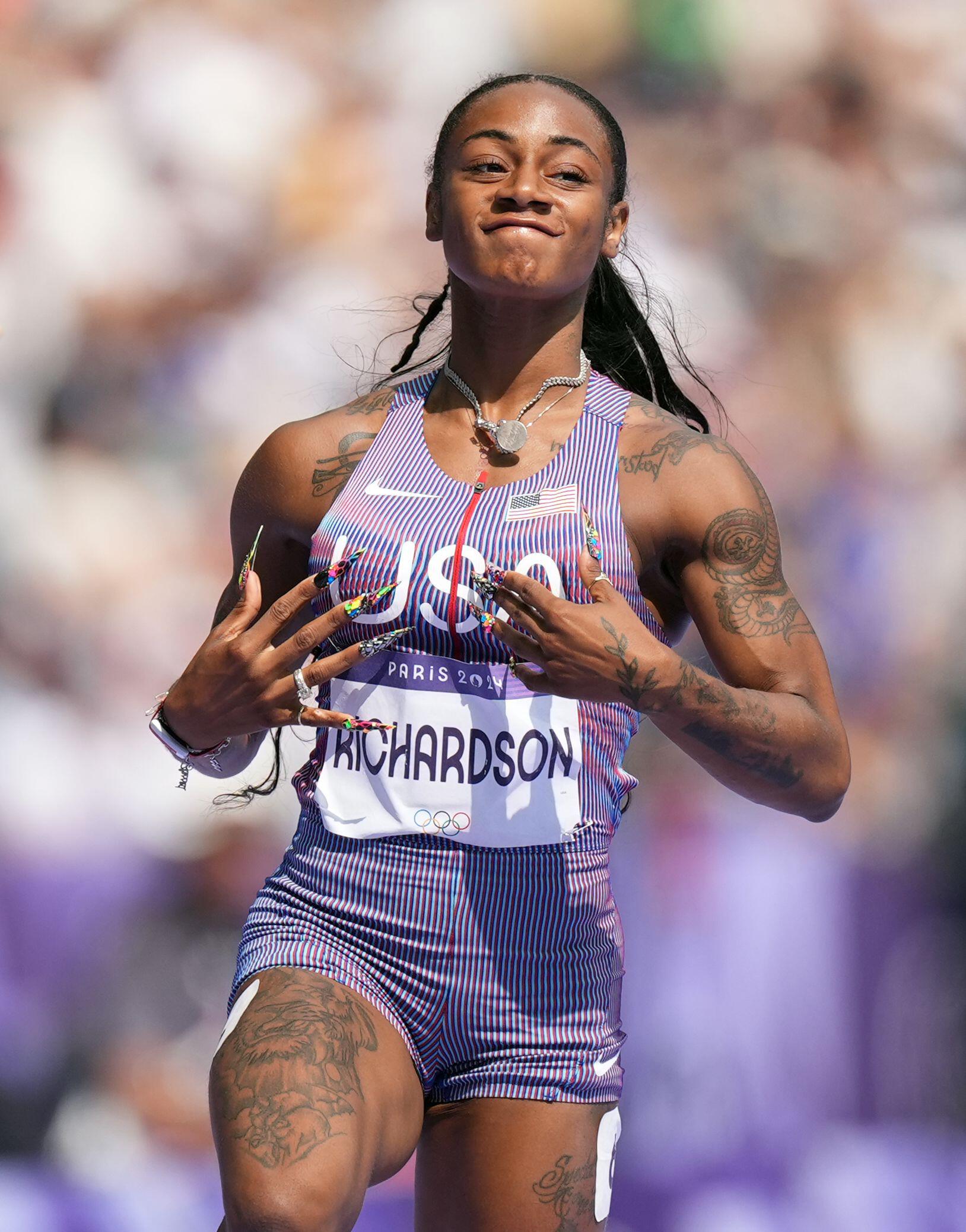 USA’s Sha’Carri Richardson epitomises the ‘go big or go home’ mentality in both her nails and performance (Alamy/PA)