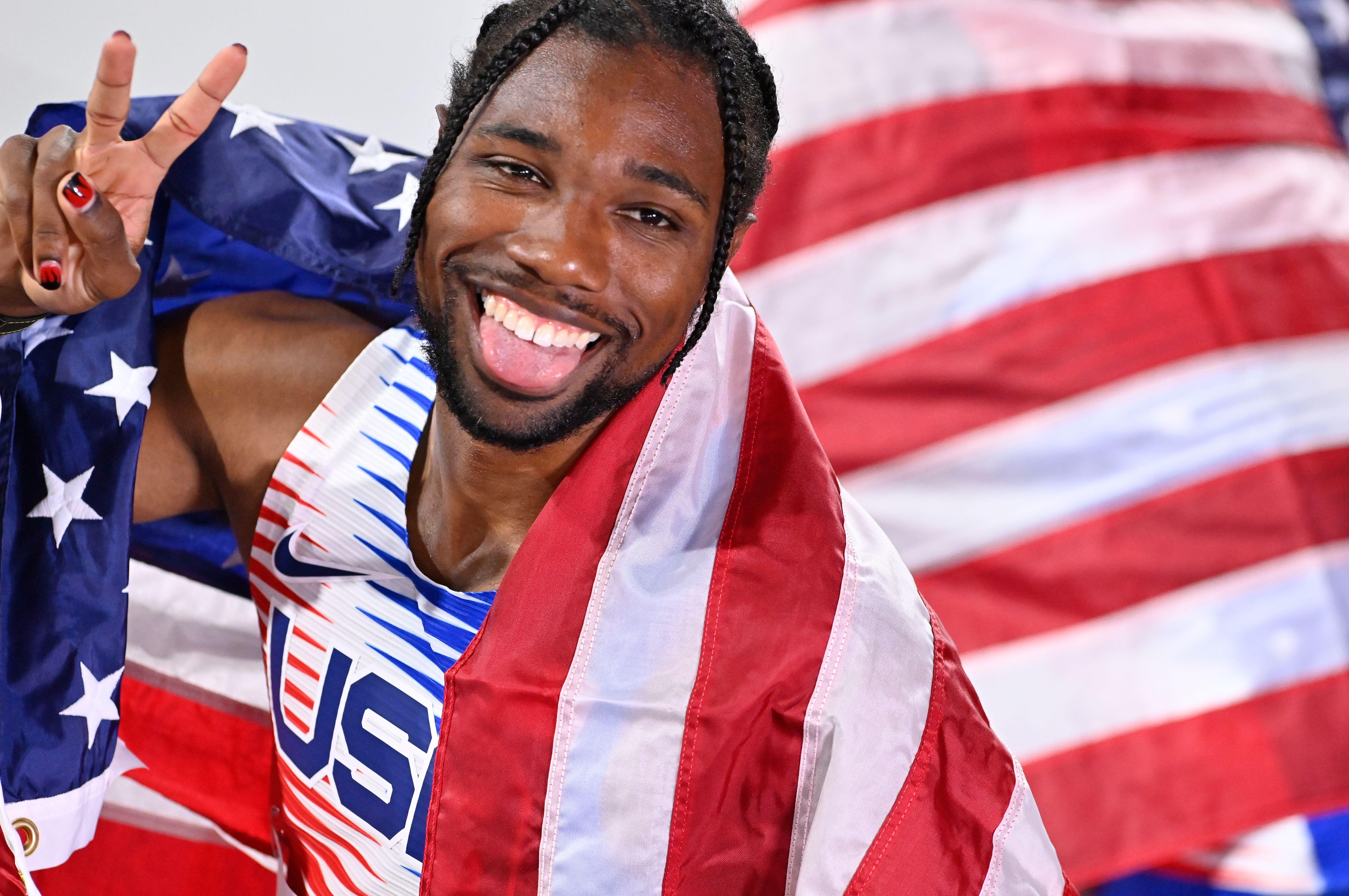 American sprinter Noah Lyles has become known for his cool and short sets on the track (Alamy/PA)