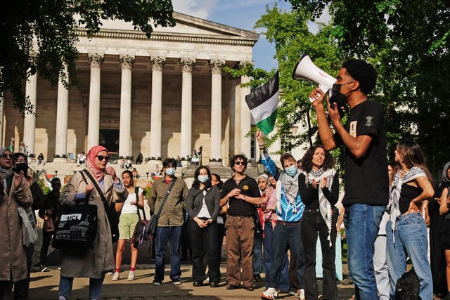 Students protesting against the conflict in Gaza at UCL in May this year (Victoria Jones/PA)