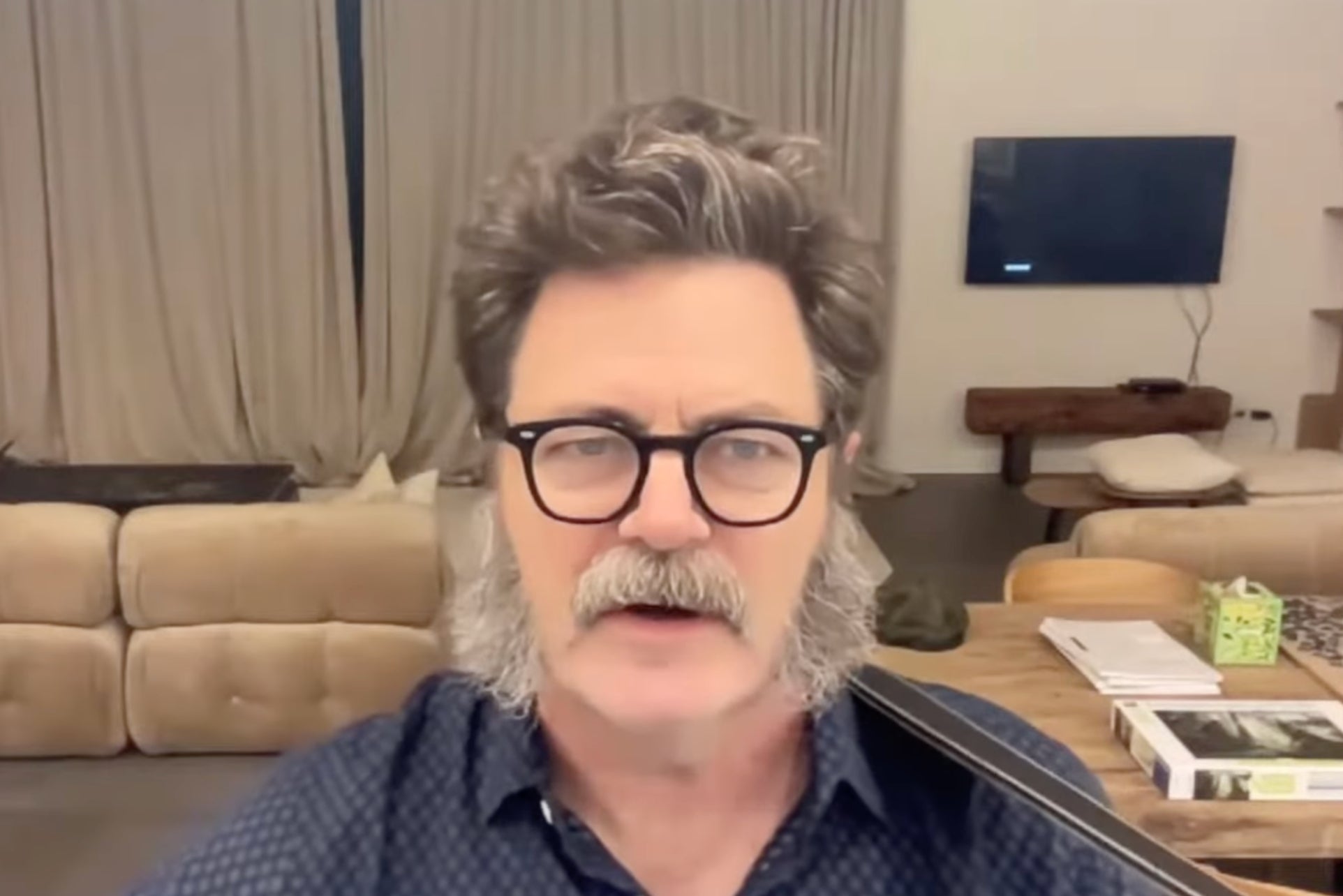 Nick Offerman sings: ‘I’m proud to be on Kamala’s side, where I know I’ll never see some spray-tanned tool denying a girl her ethnic identity’