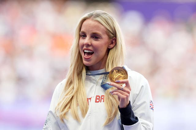 <p>Keely Hodgkinson with her gold medal (Martin Rickett, PA)</p>