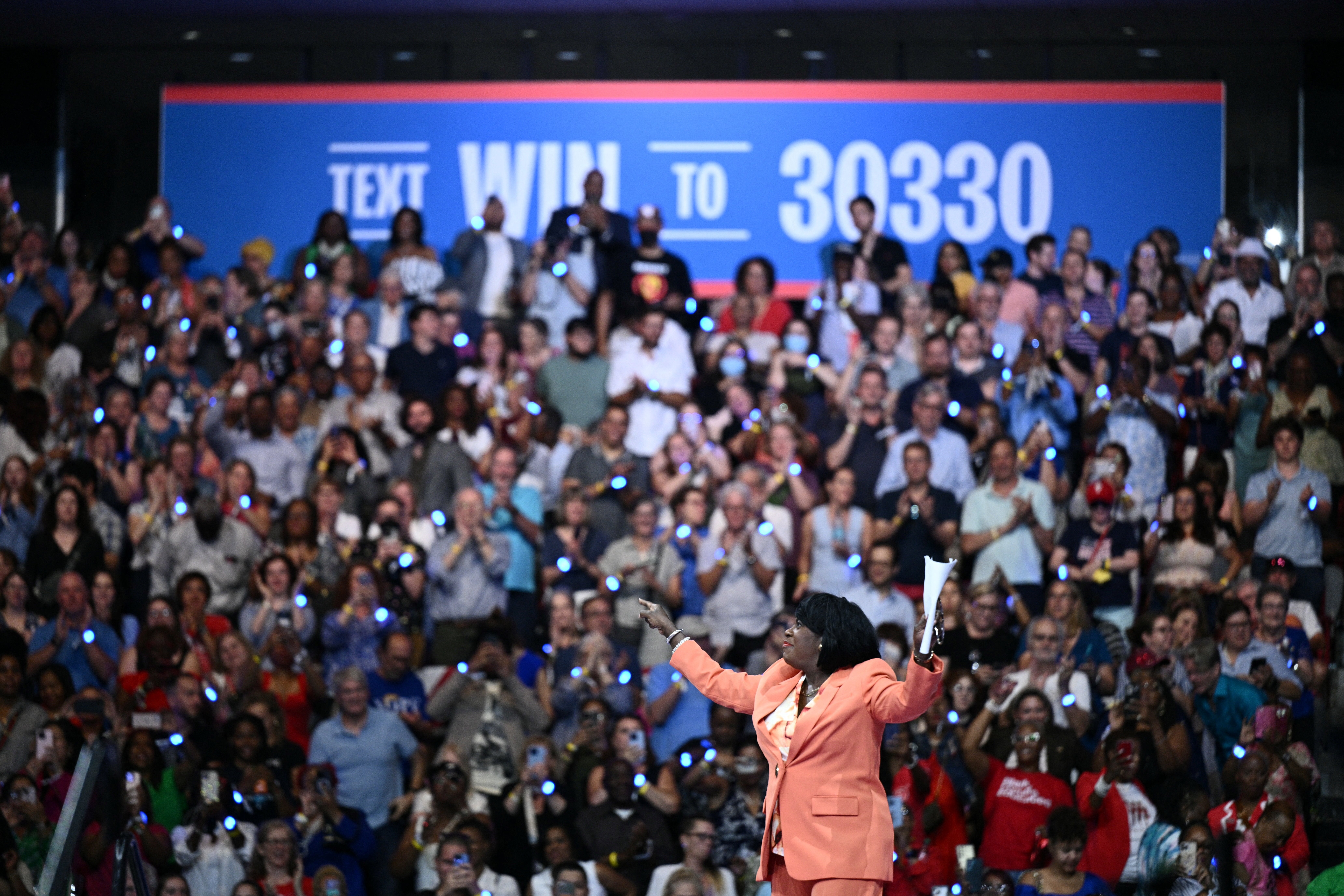 Philadelphia Mayor Cherelle Parkers speaks before US Vice President and 2024 Democratic presidential candidate Kamala Harris speaks at Temple University's Liacouras Center