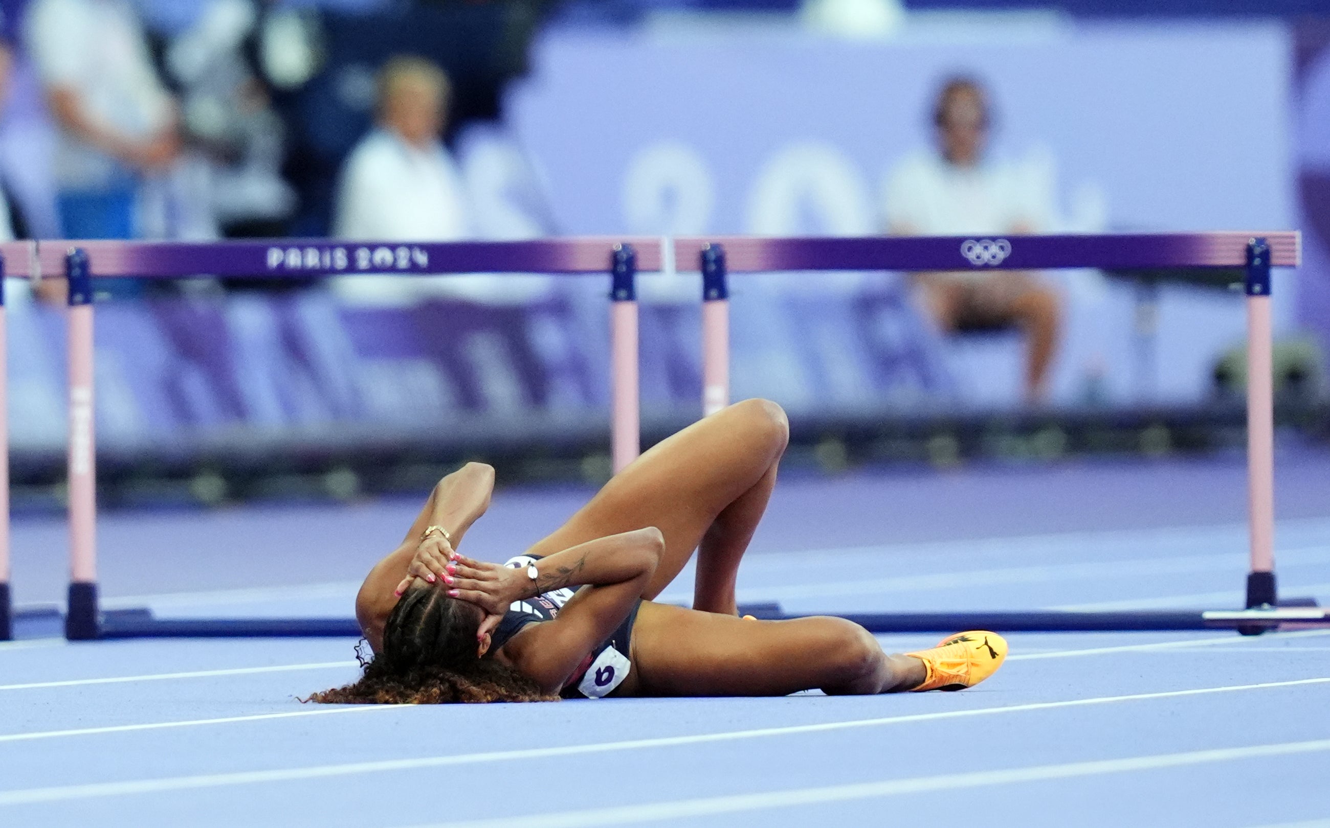Lina Nielsen ended her 400m hurdles bid on the ground (John Walton/PA)