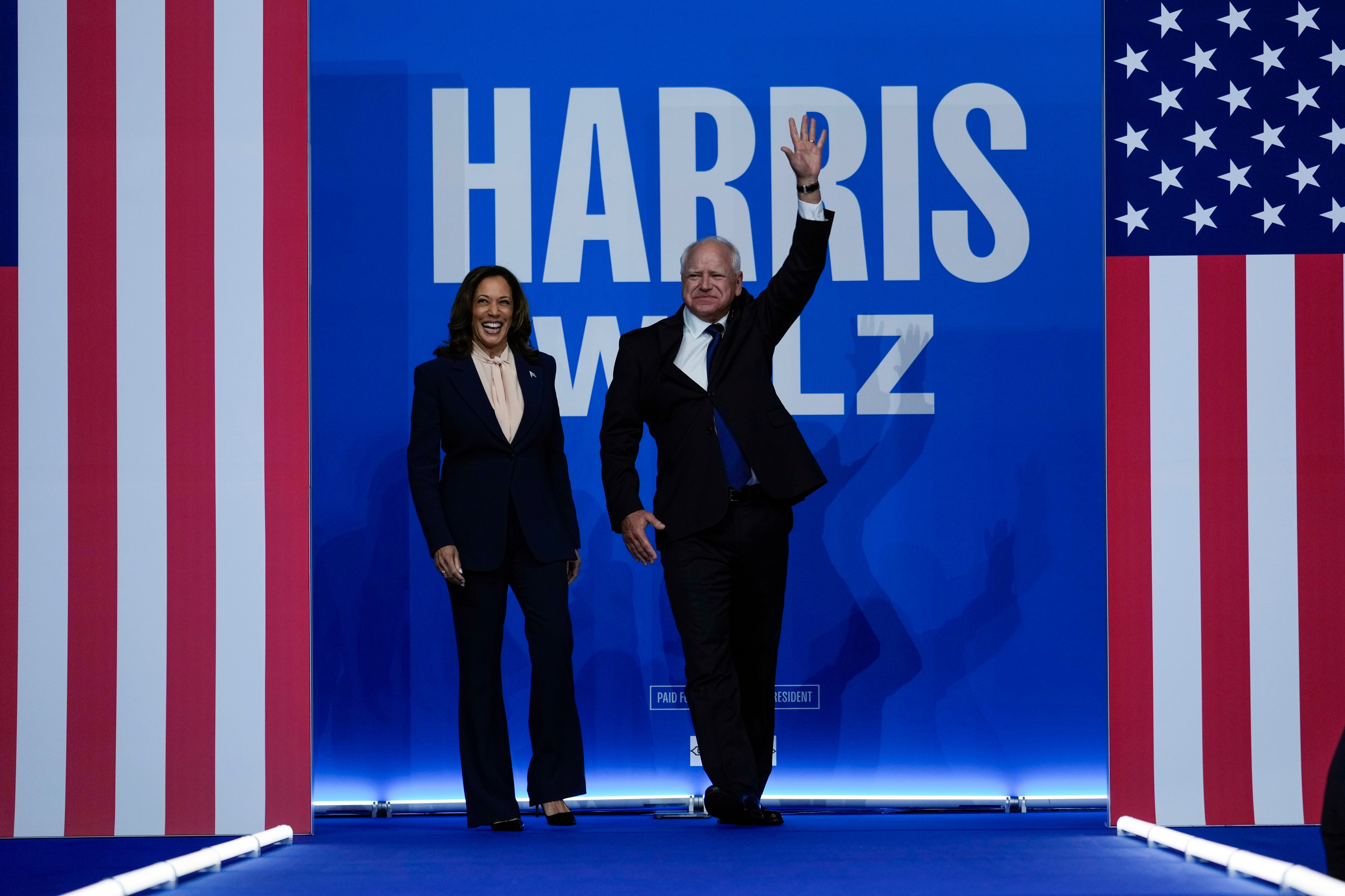 Tim Walz greets a crowd in Philadelphia on August 6 as he officially joins Kamala Harris as her running mate.