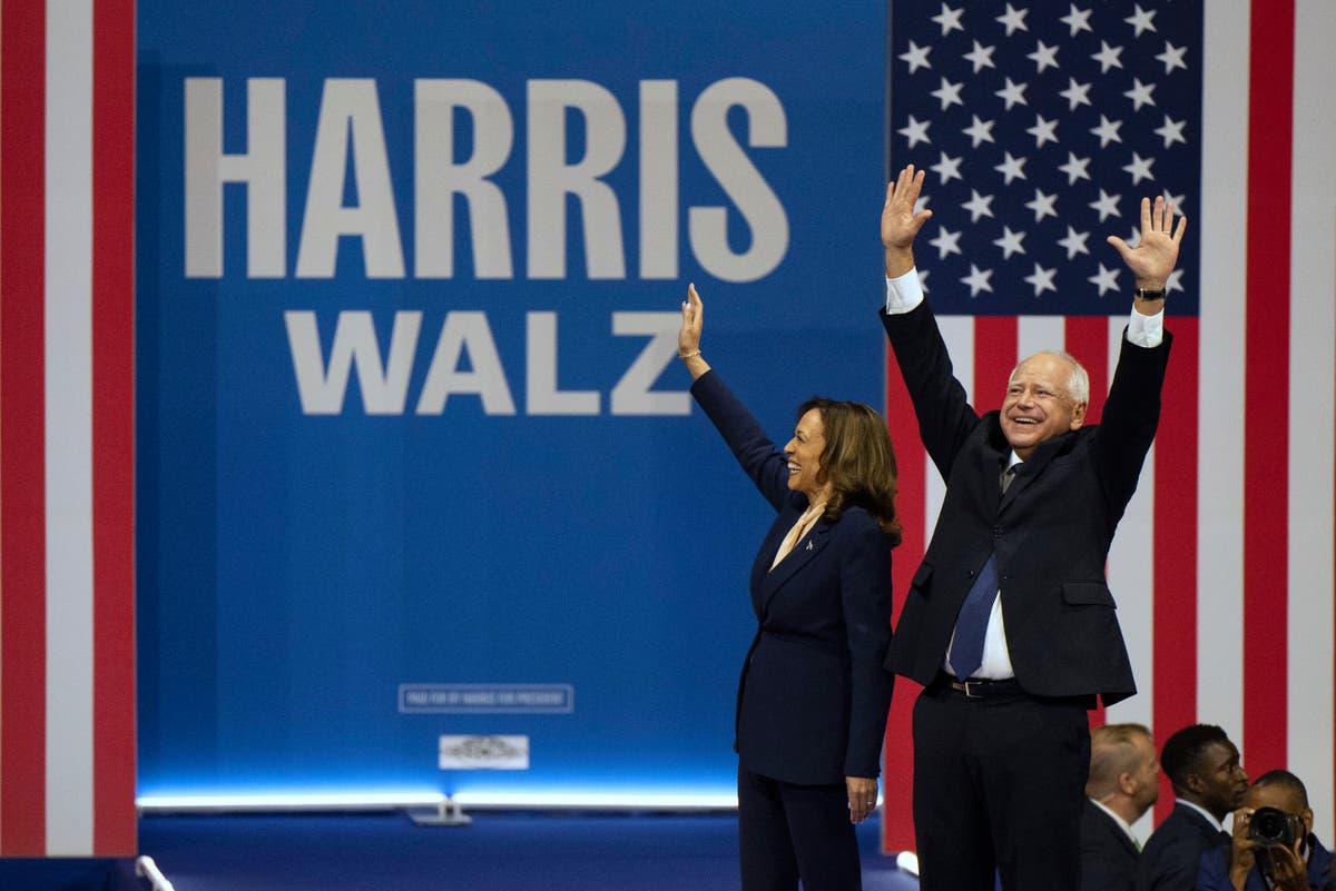 The Latest: Harris and Walz debut at Philadelphia rally