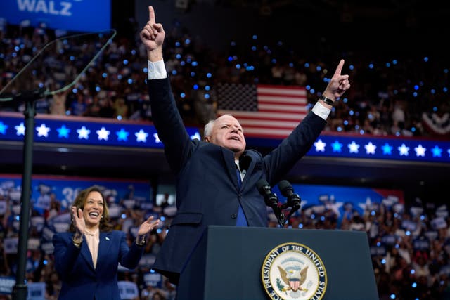 <p>Democrat presidential nominee and her new VP attended their first rally together on Tuesday night </p>