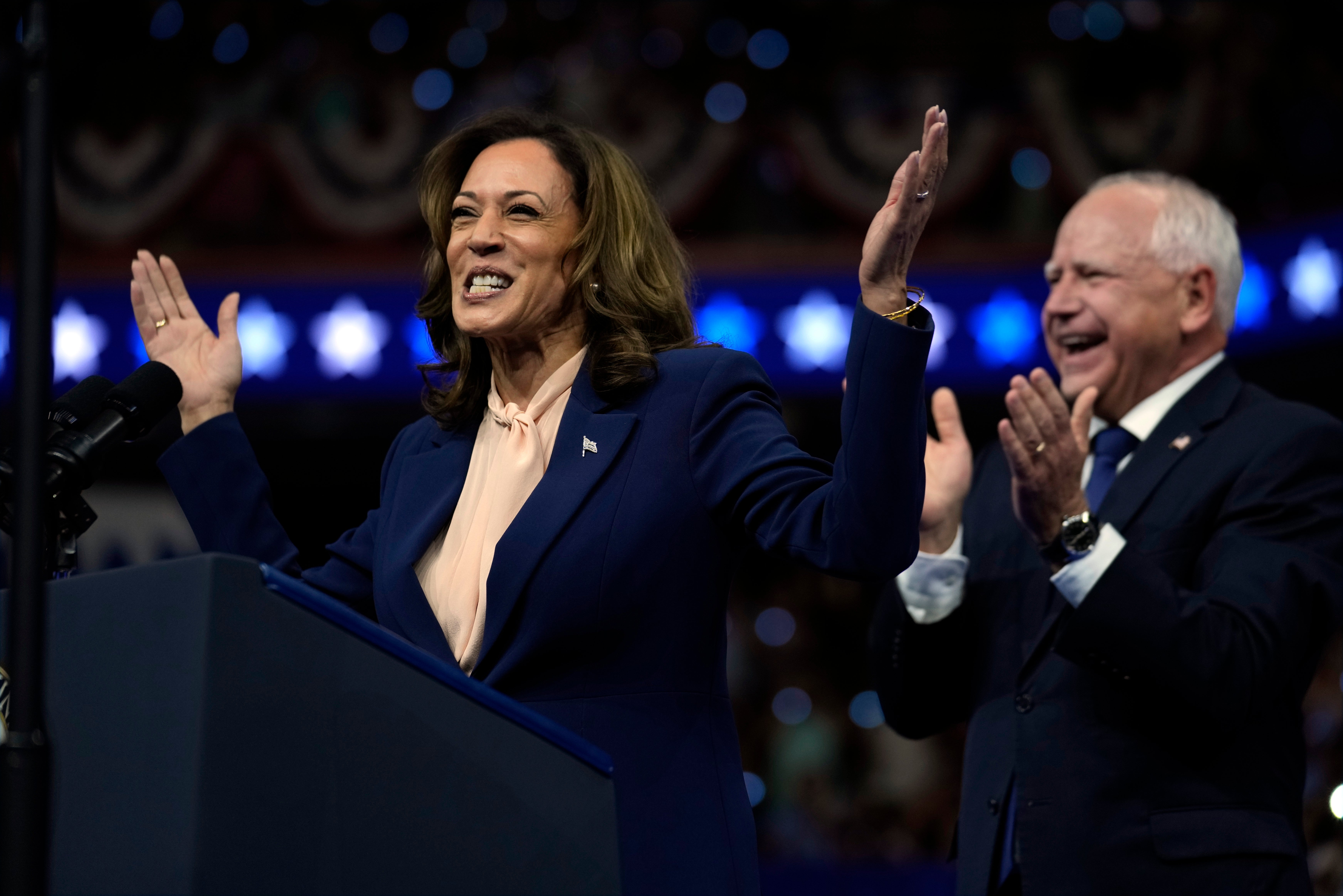 Kamala Harris takes to the stage in Philadelphia