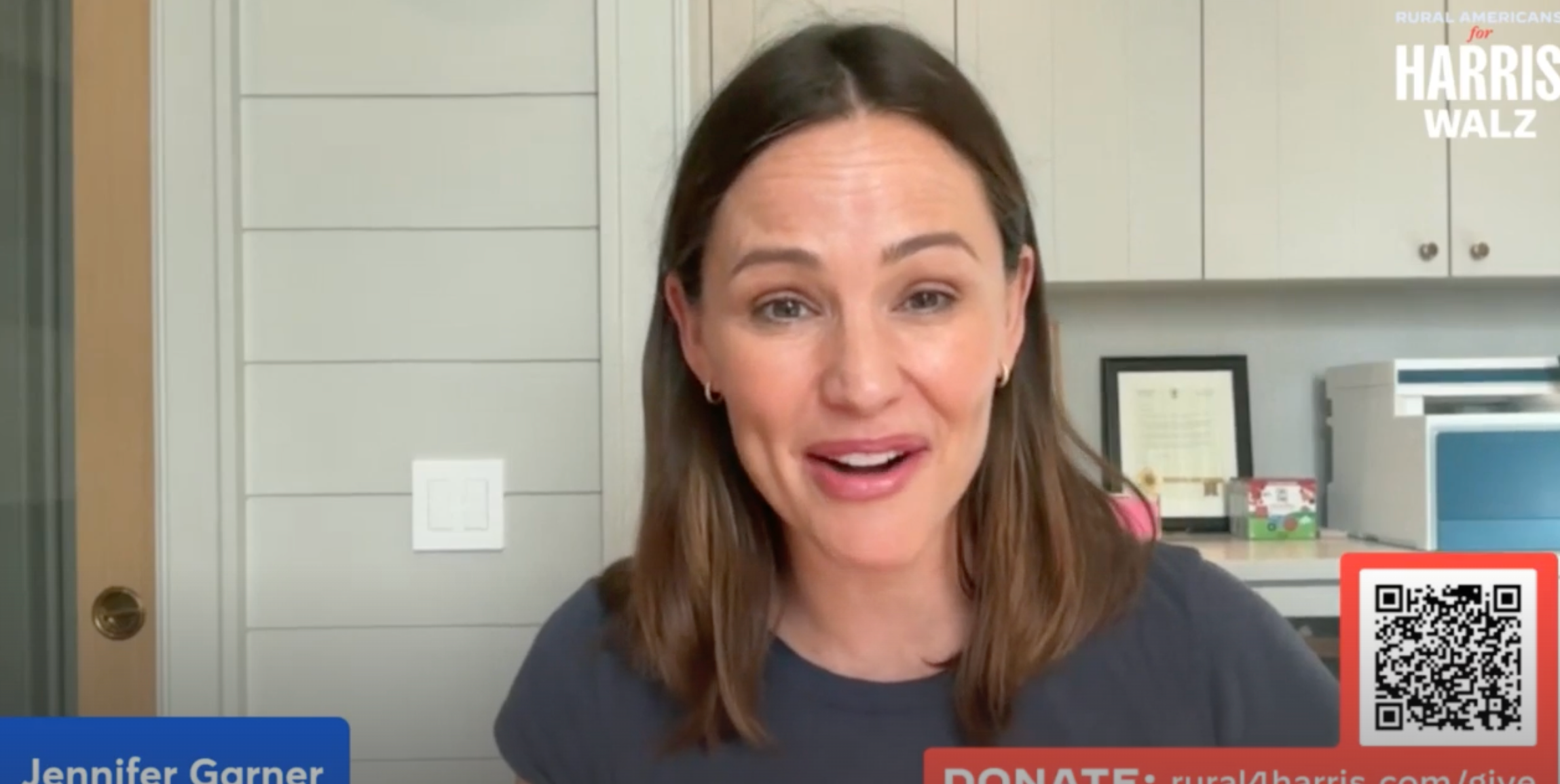 Jennifer Garner appeared on the Zoom call in support of Harris and Walz