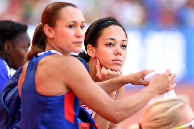 Jessica Ennis-Hill (left) and Katarina Johnson-Thompson (right) pictured together when competing for Great Britain in the heptathlon (Adam Davy/PA)