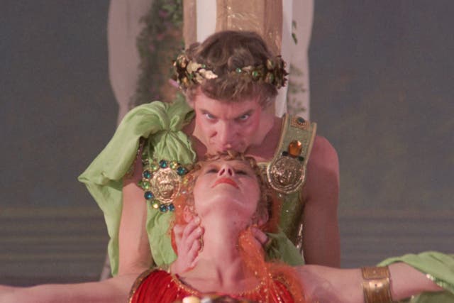 <p>Malcolm McDowell and Helen Mirren in ‘Caligula'</p>