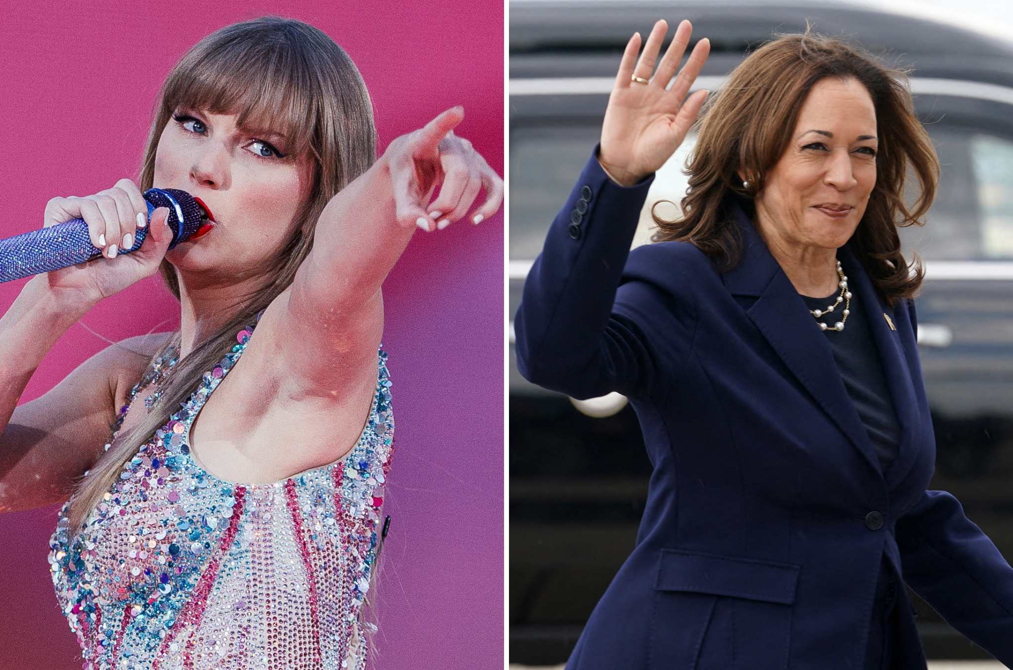 <p>Taylor Swift y Kamala Harris</p>