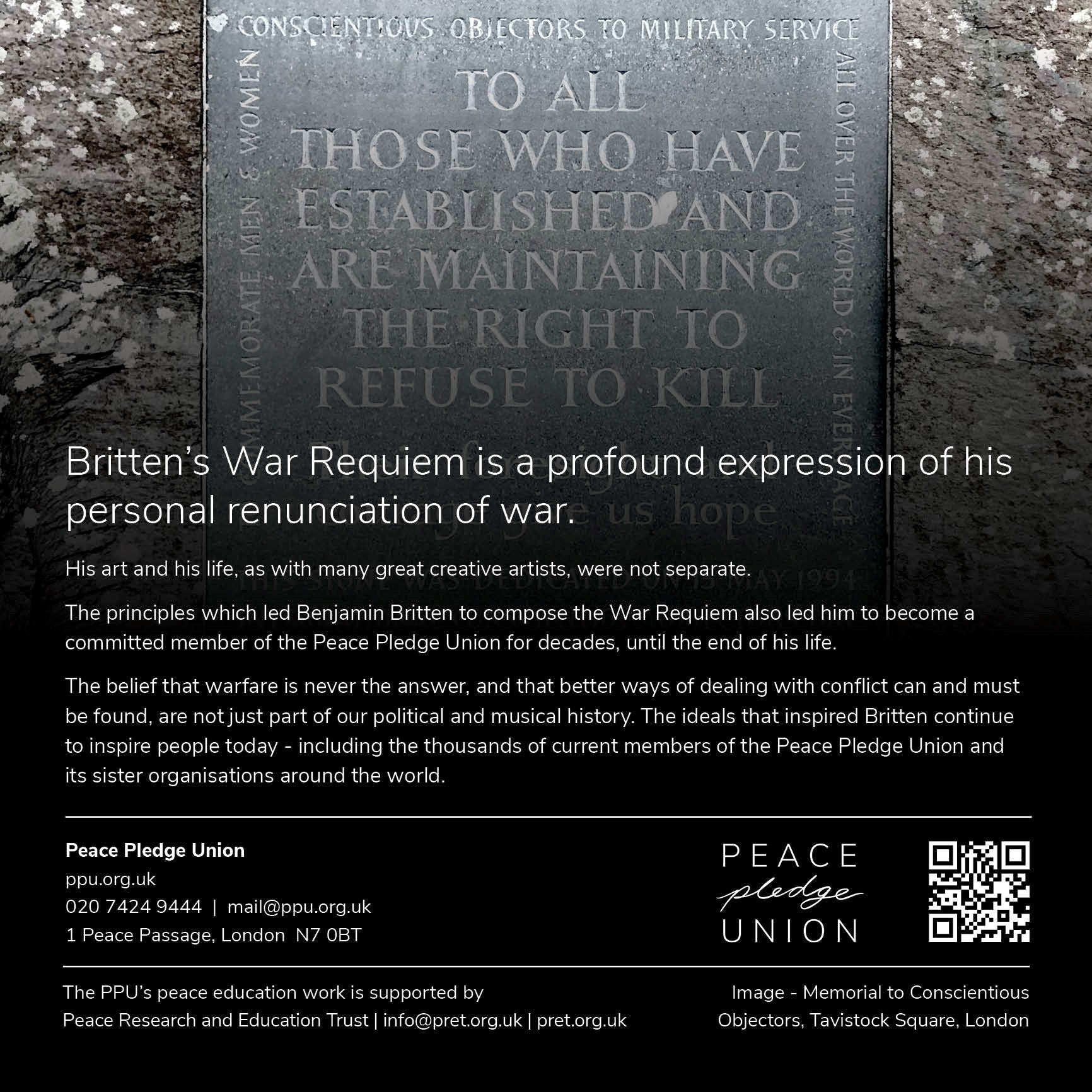 The advert that the Peace Pledge Union had hoped to include in the Proms programme